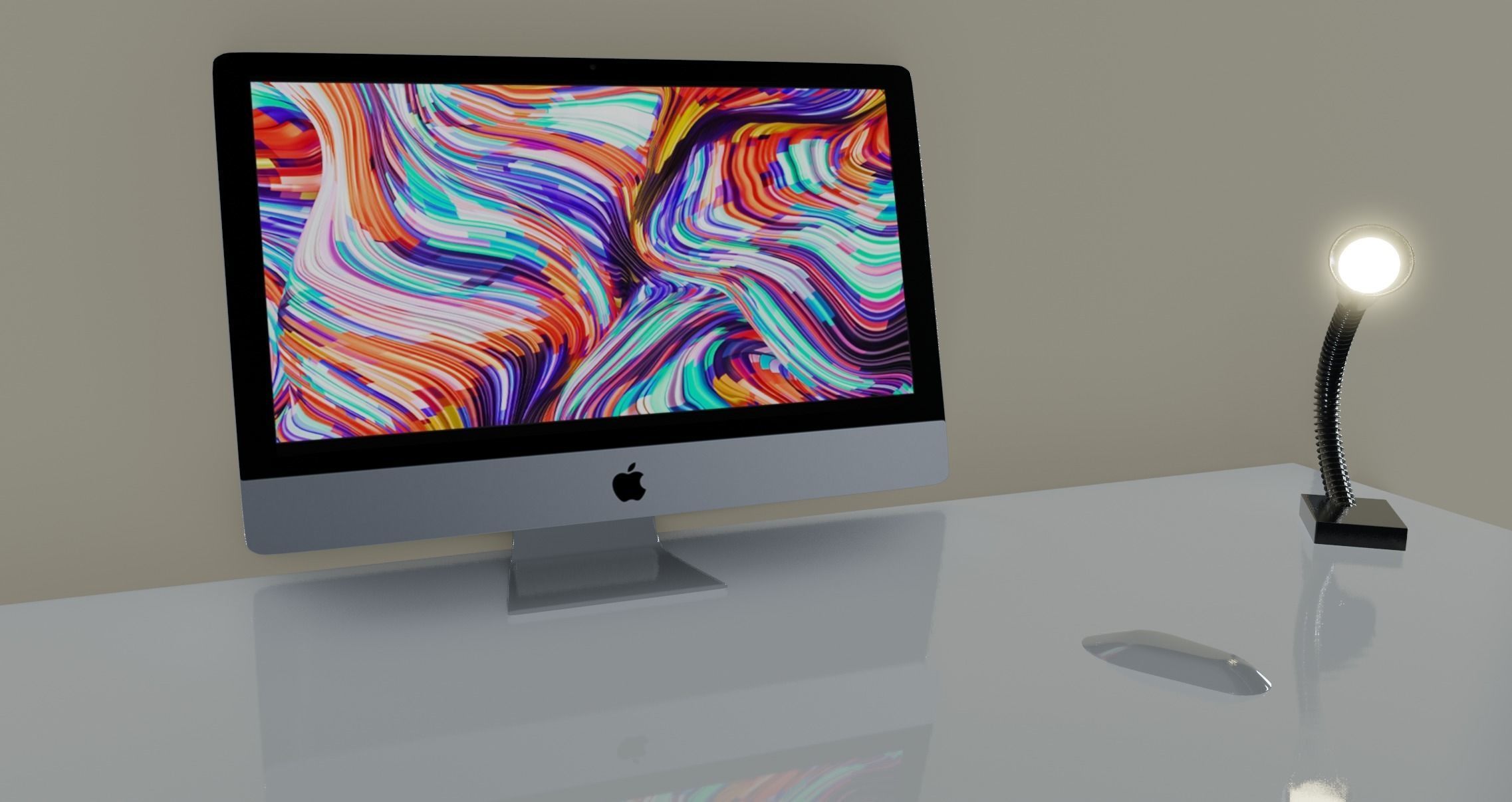 Modern Desk Low-poly 3D model_6