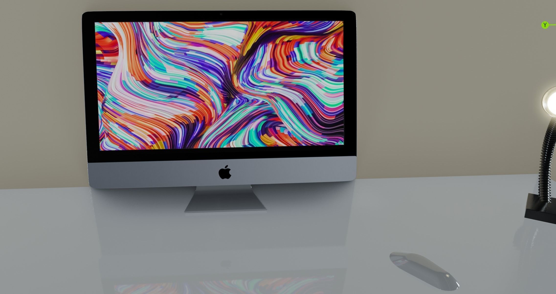 Modern Desk Low-poly 3D model_7