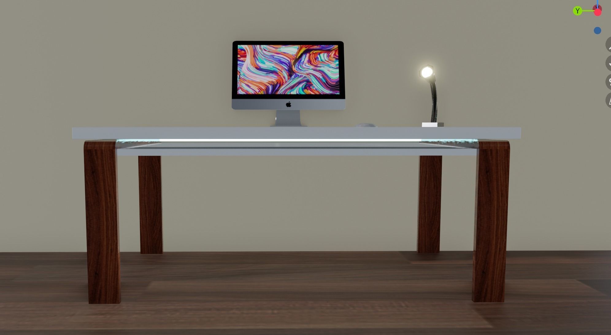 Modern Desk Low-poly 3D model_4