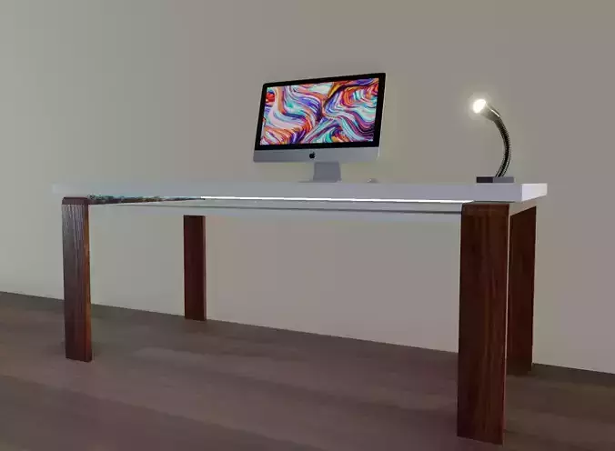 Modern Desk Low-poly 3D model