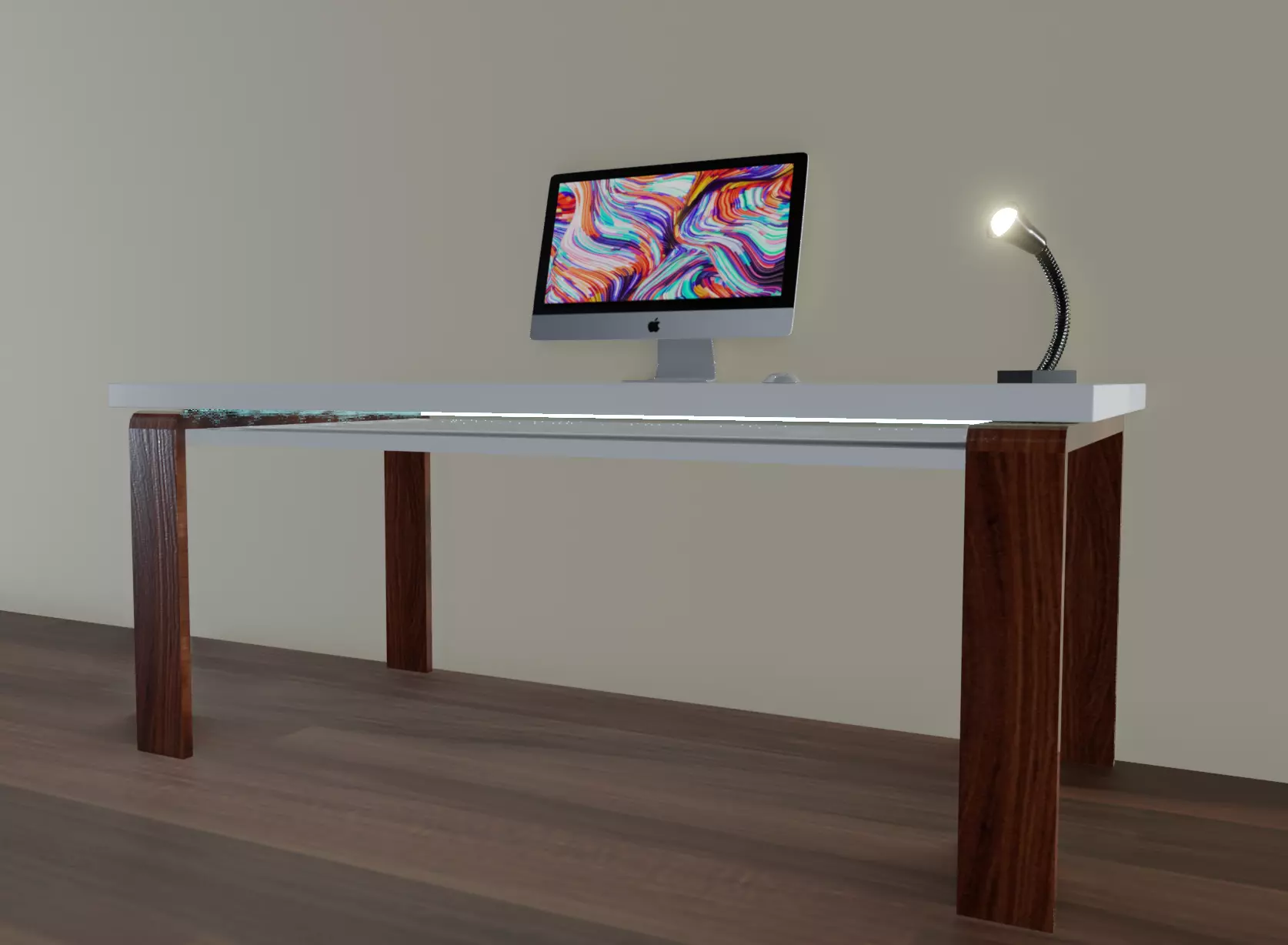 Modern Desk Low-poly 3D model_0