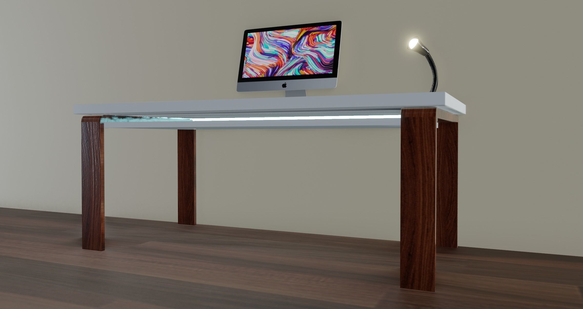Modern Desk Low-poly 3D model_10