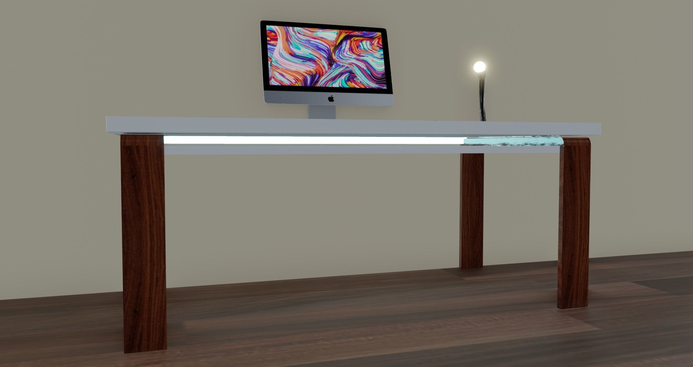 Modern Desk Low-poly 3D model_2