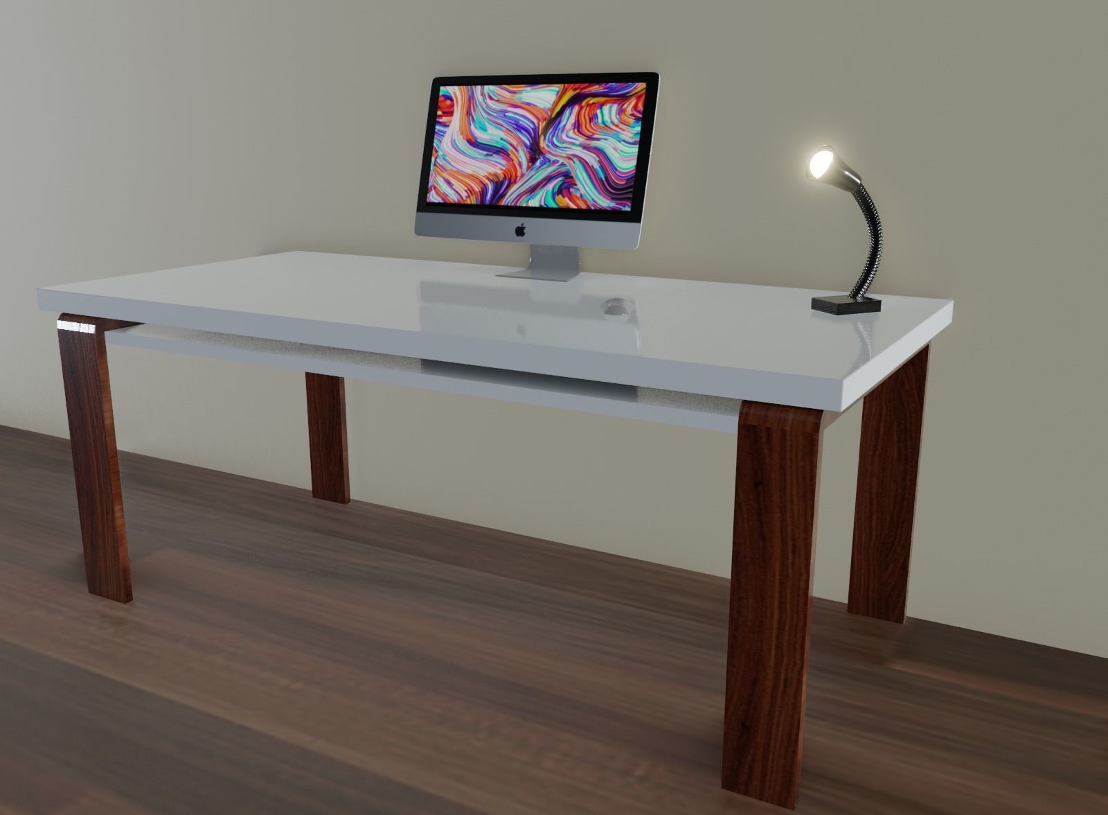 Modern Desk Low-poly 3D model_8