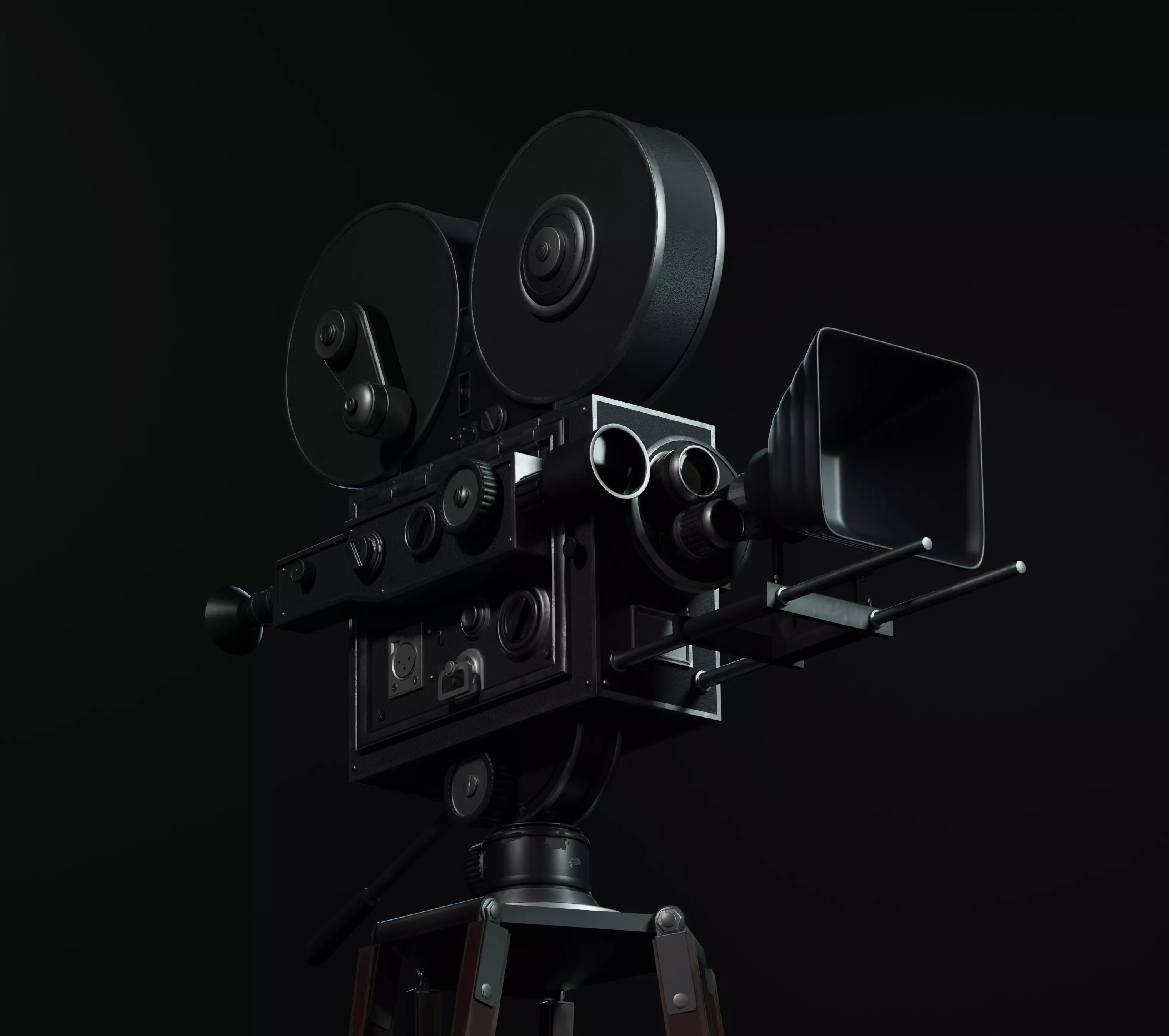 Old vintage movie camera 3D model_0