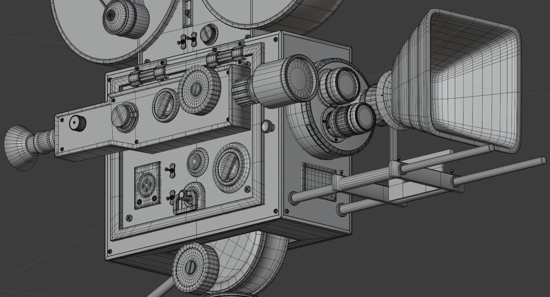 Old vintage movie camera 3D model_9