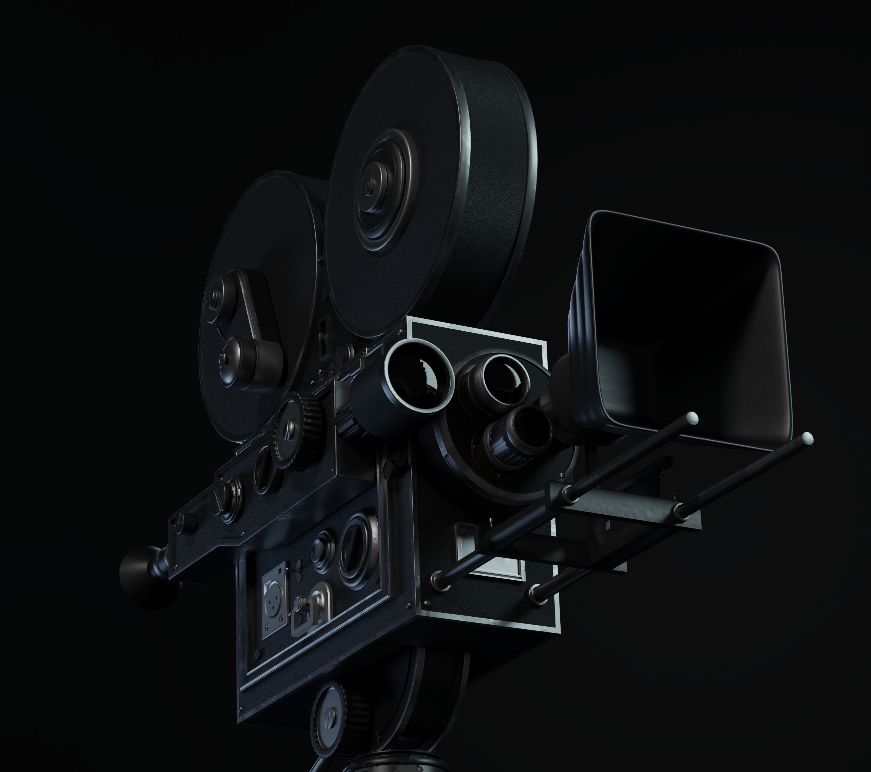 Old vintage movie camera 3D model_3