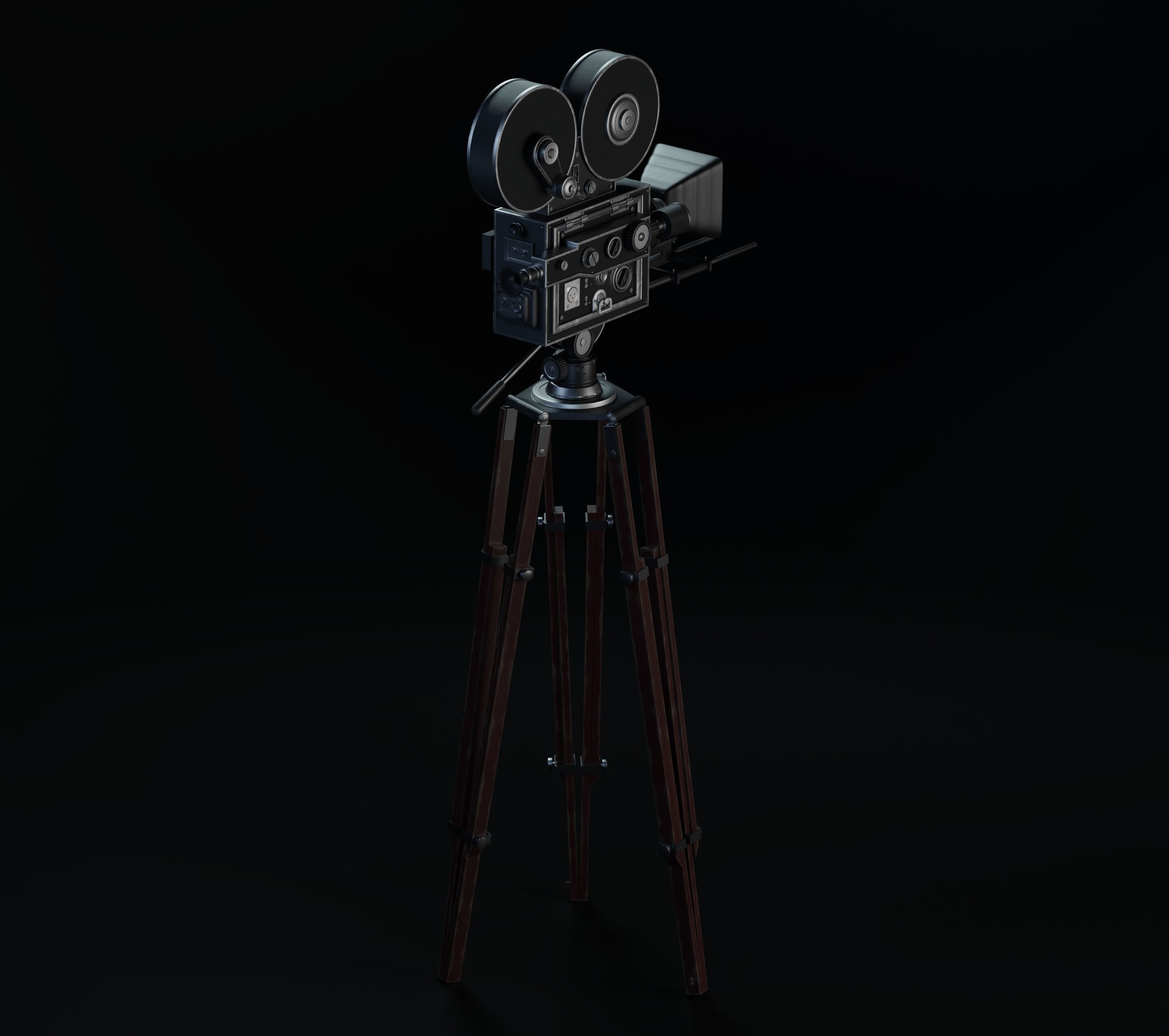 Old vintage movie camera 3D model_5