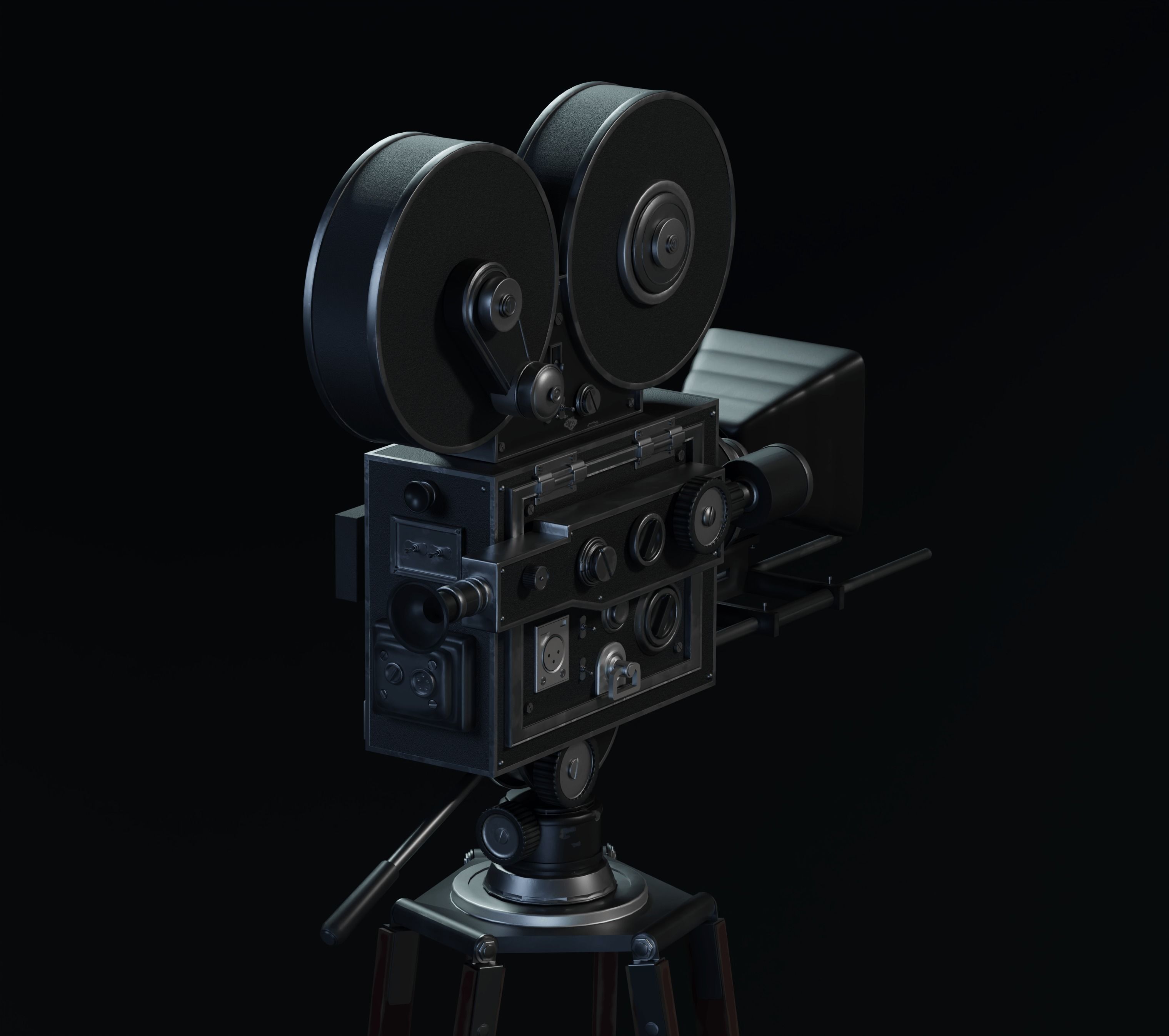 Old vintage movie camera 3D model_4