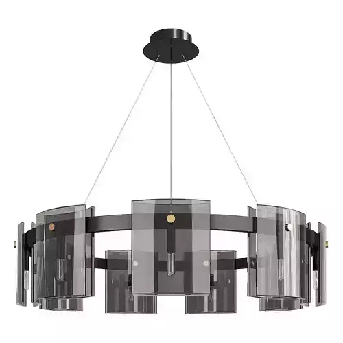 JANICE modern chandelier with glass and gold accents Low-poly 3D model