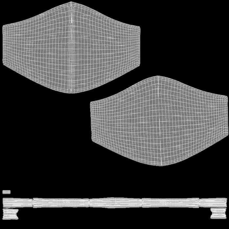 Fabric Face Mask Low-poly 3D model_5