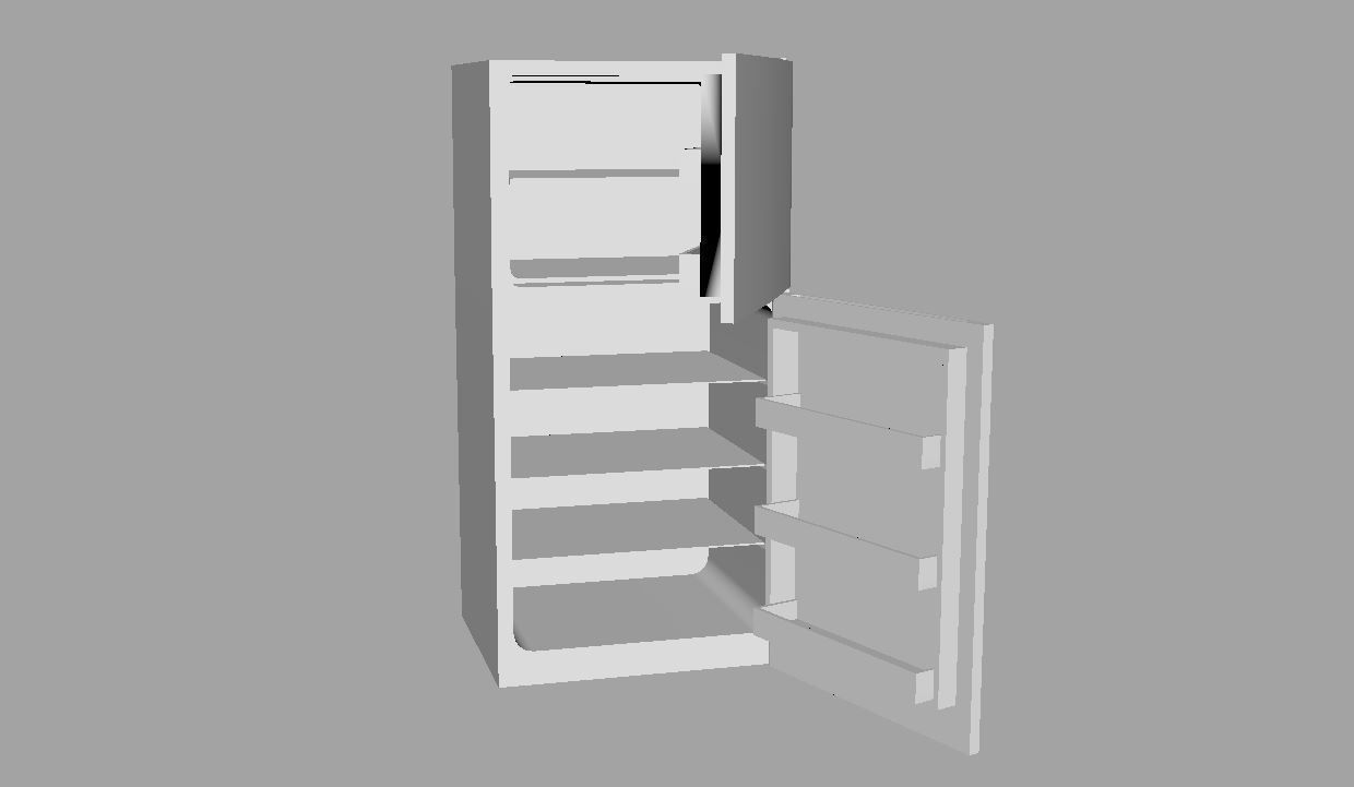 Modern Fridge Low-poly 3D model_2