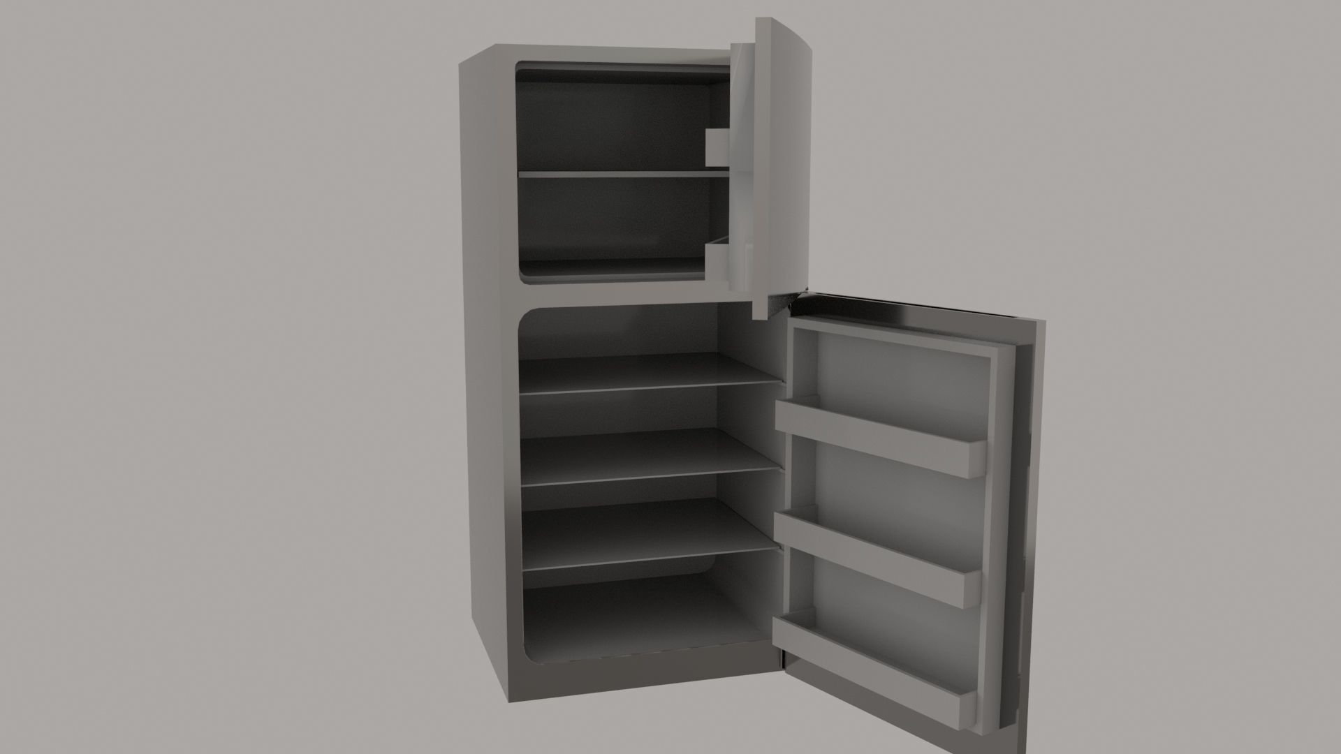 Modern Fridge Low-poly 3D model_10