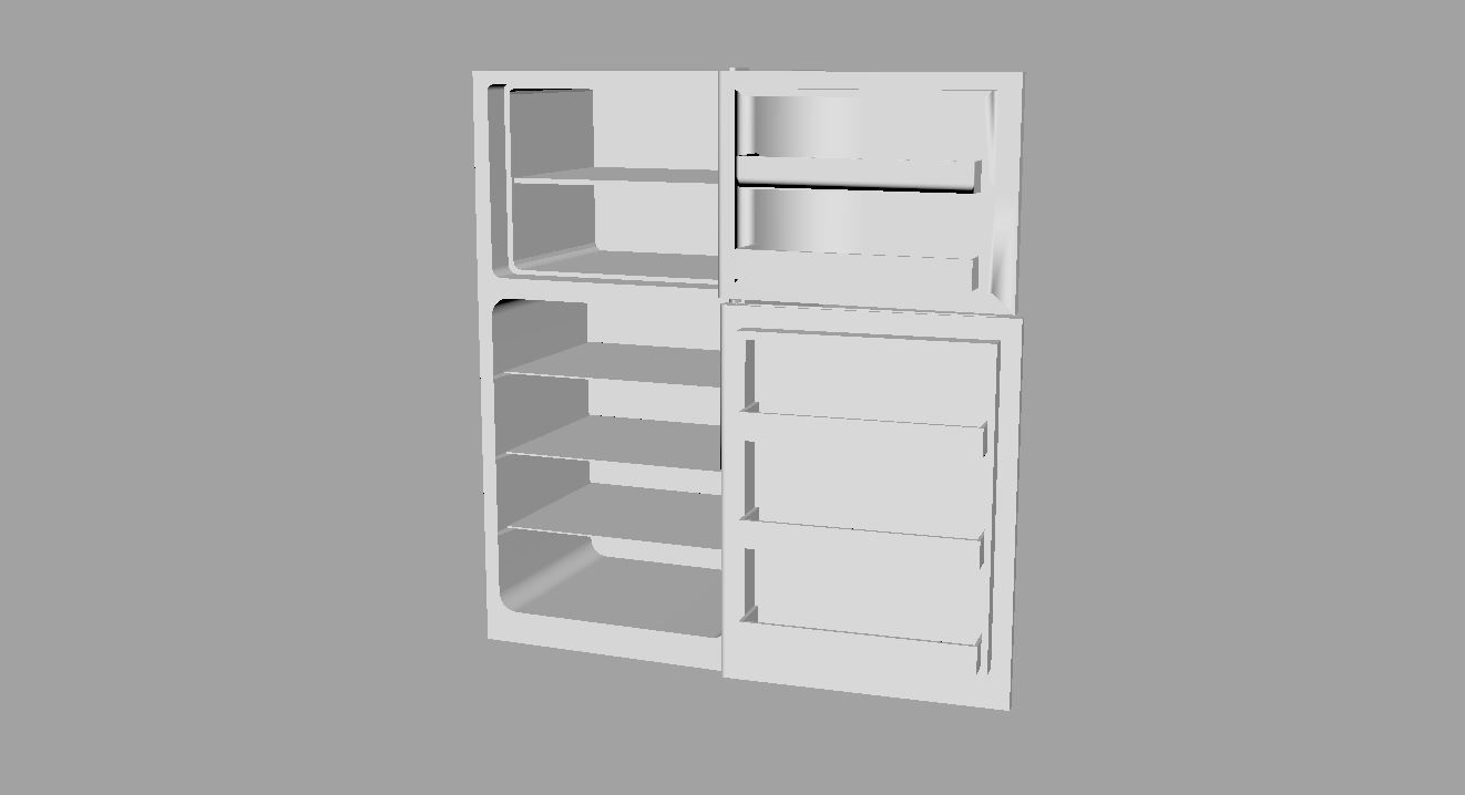 Modern Fridge Low-poly 3D model_11