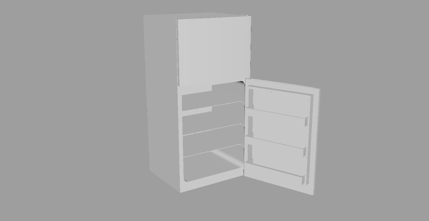 Modern Fridge Low-poly 3D model_9