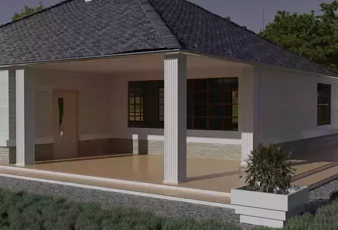 Model of a one story European cottage