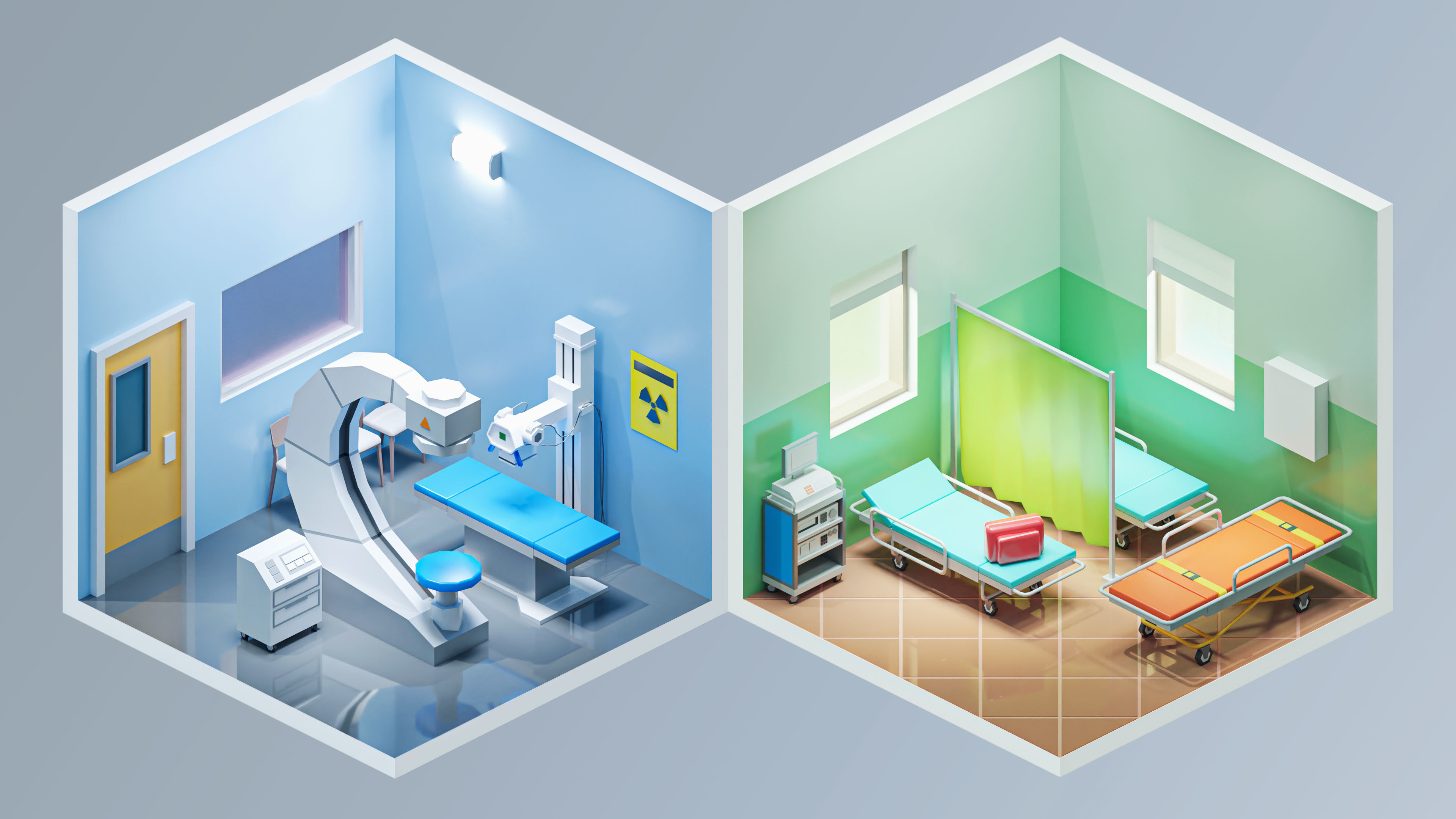 Hospital Low-poly 3D model_3