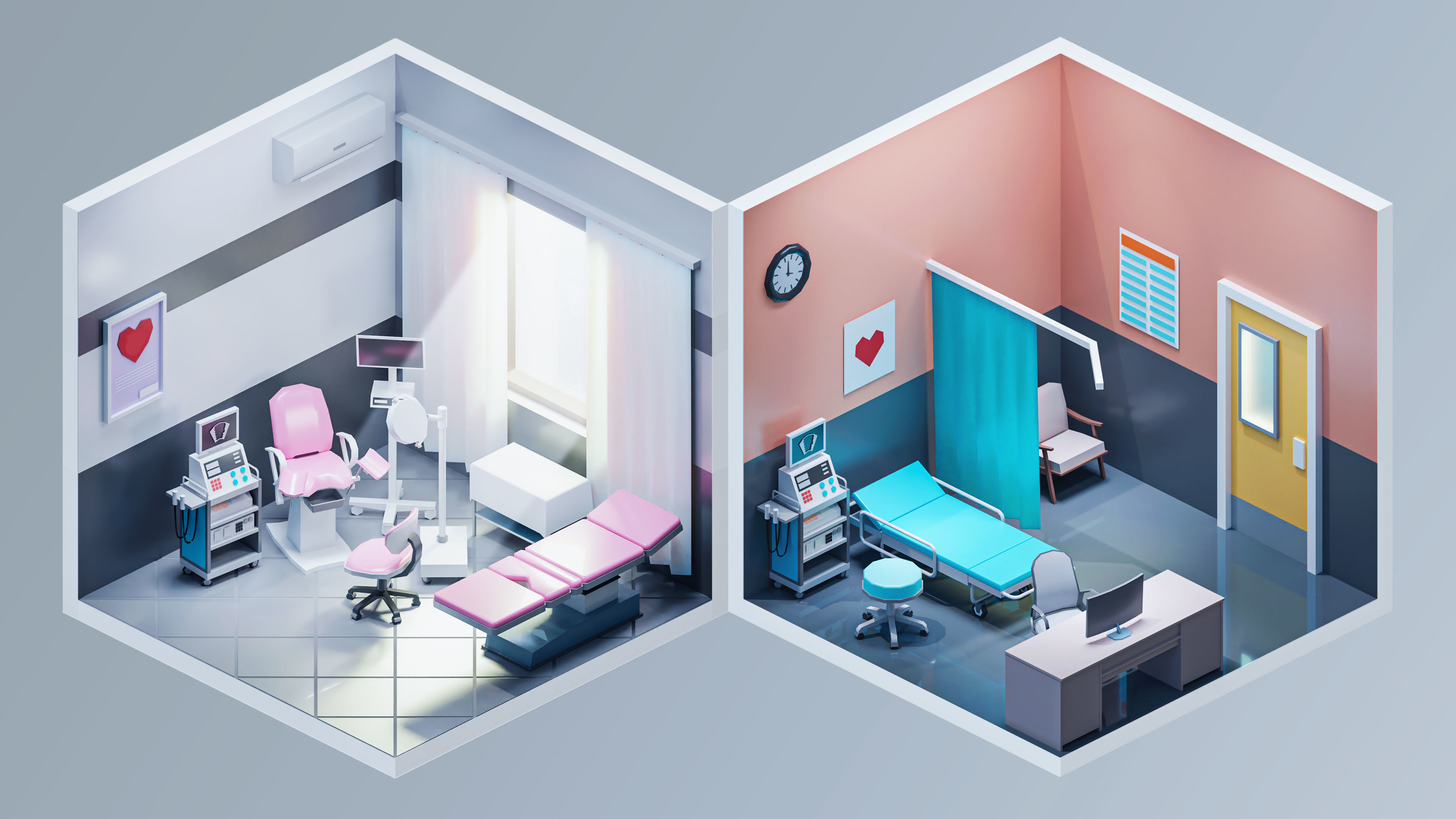 Hospital Low-poly 3D model_9