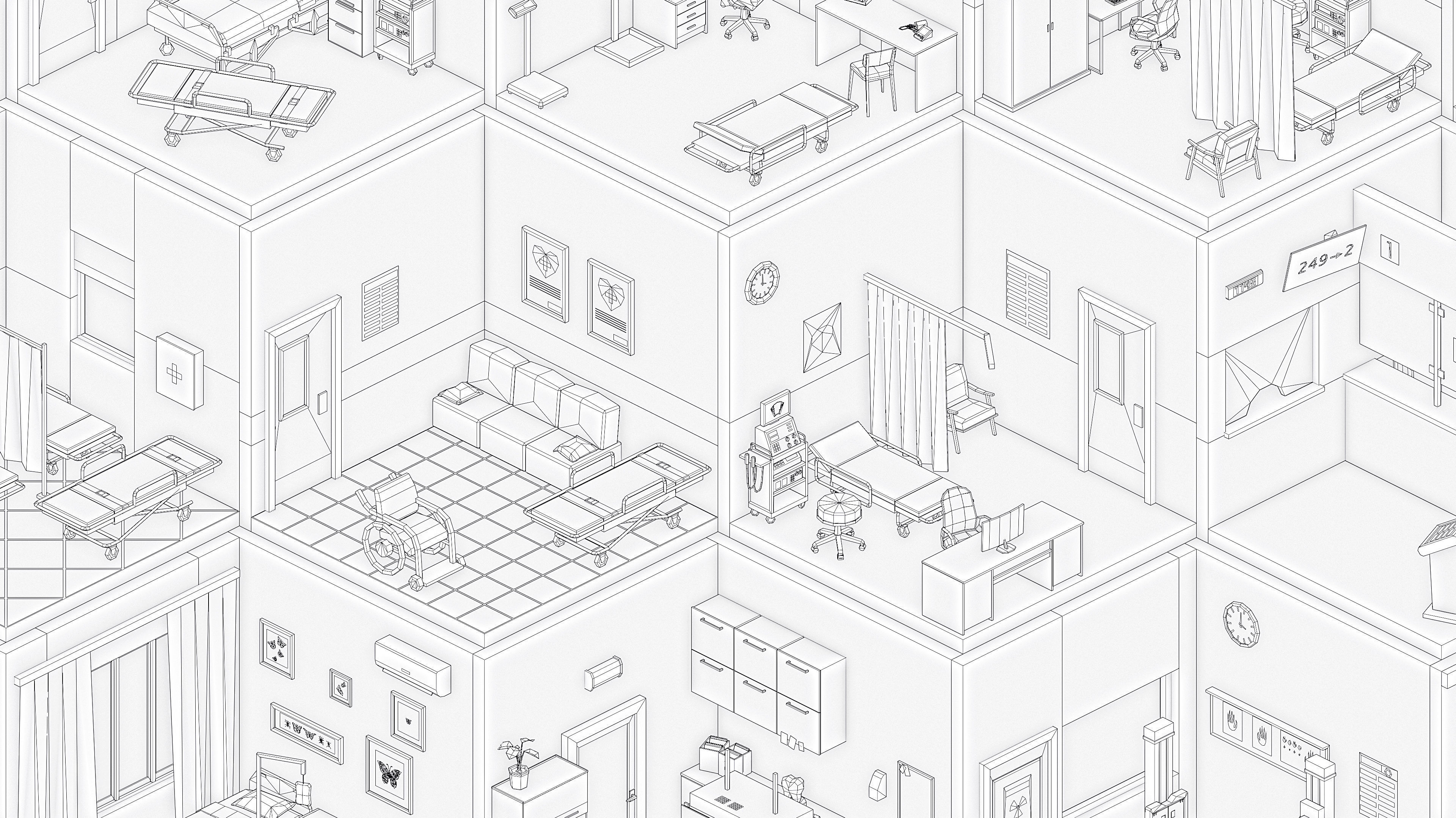 Hospital Low-poly 3D model_64