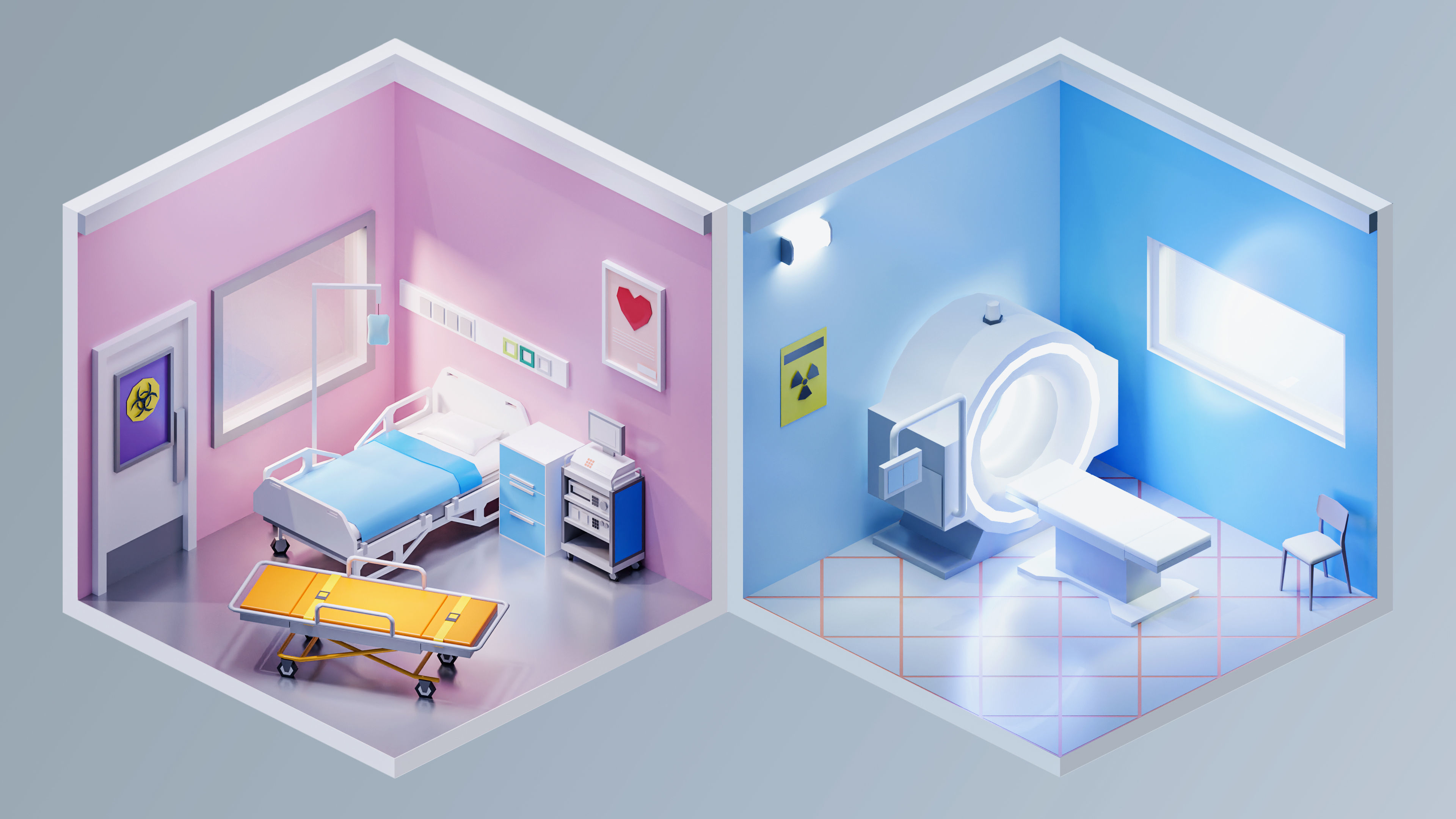 Hospital Low-poly 3D model_6