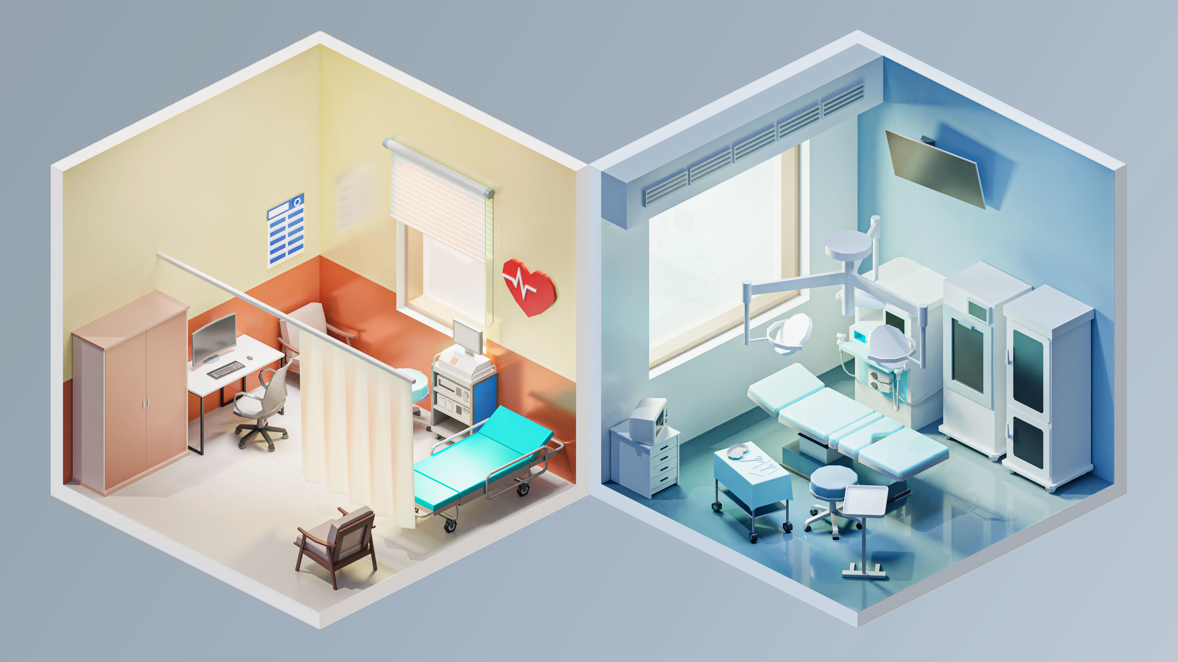 Hospital Low-poly 3D model_7