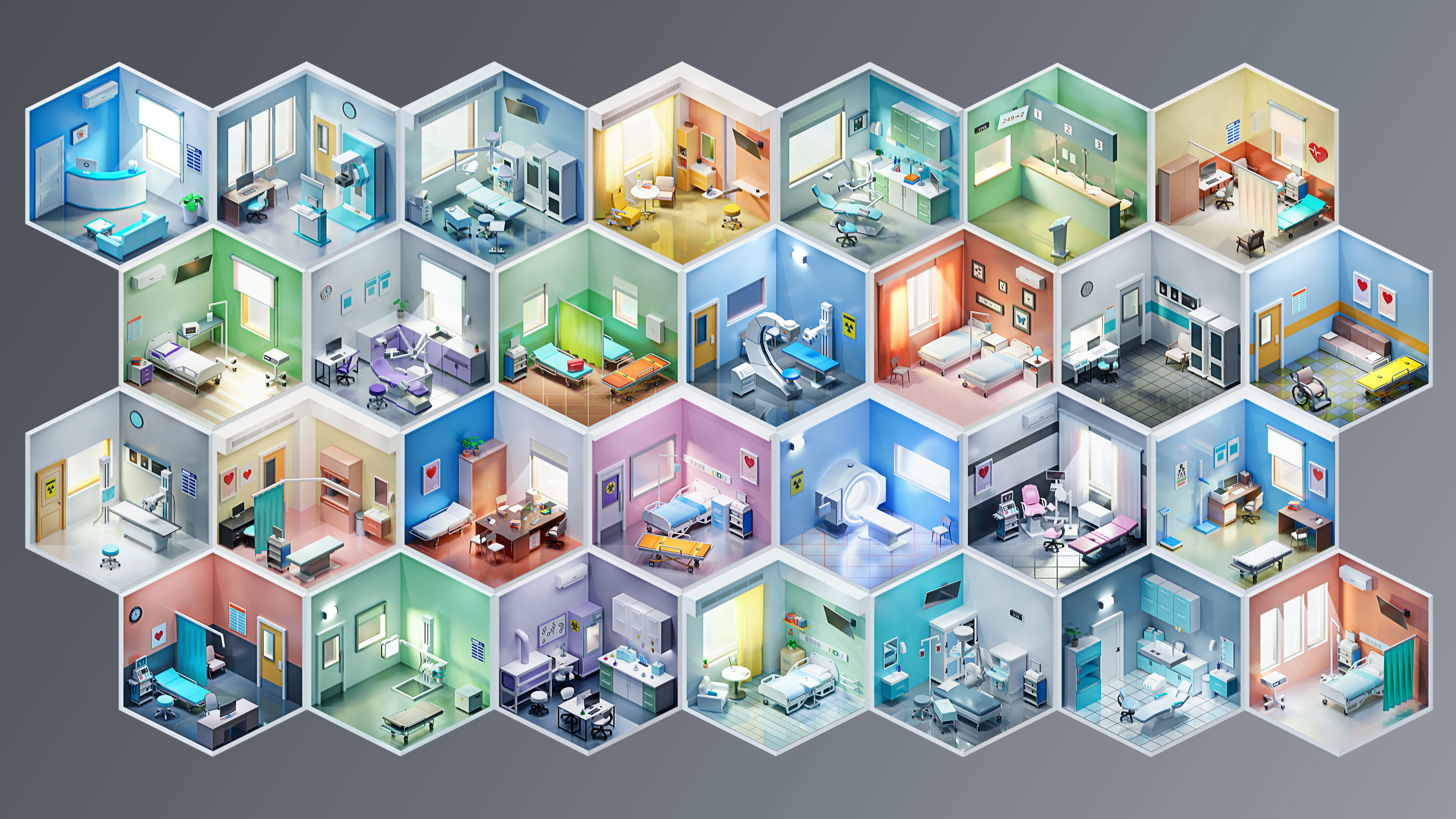 Hospital Low-poly 3D model_2