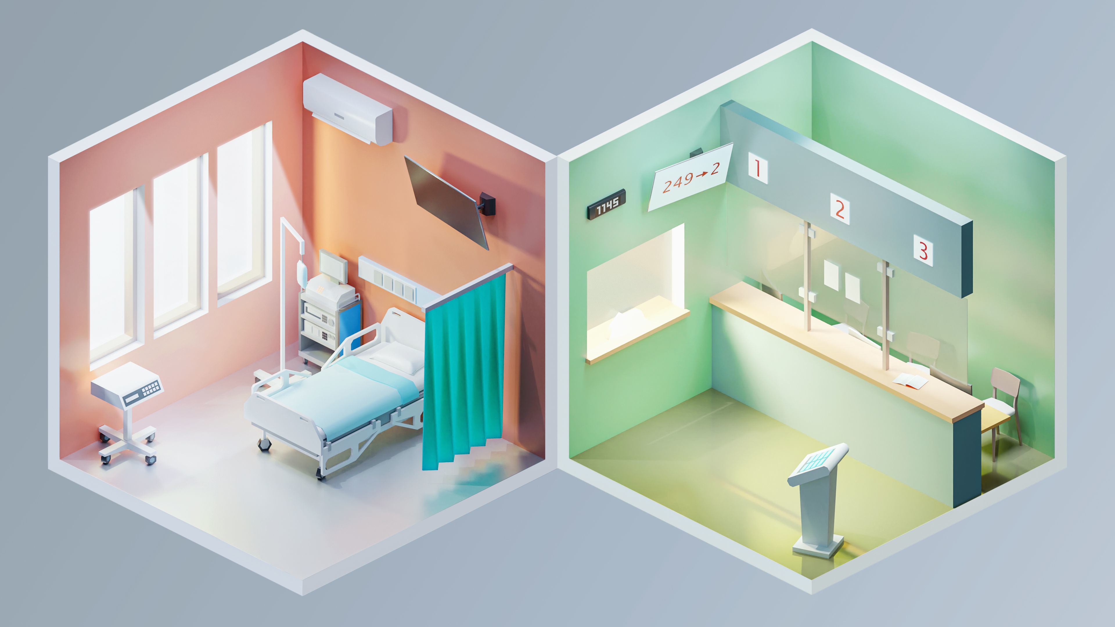 Hospital Low-poly 3D model_14