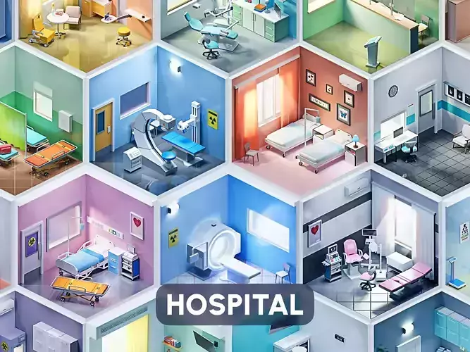 Hospital Low-poly 3D model