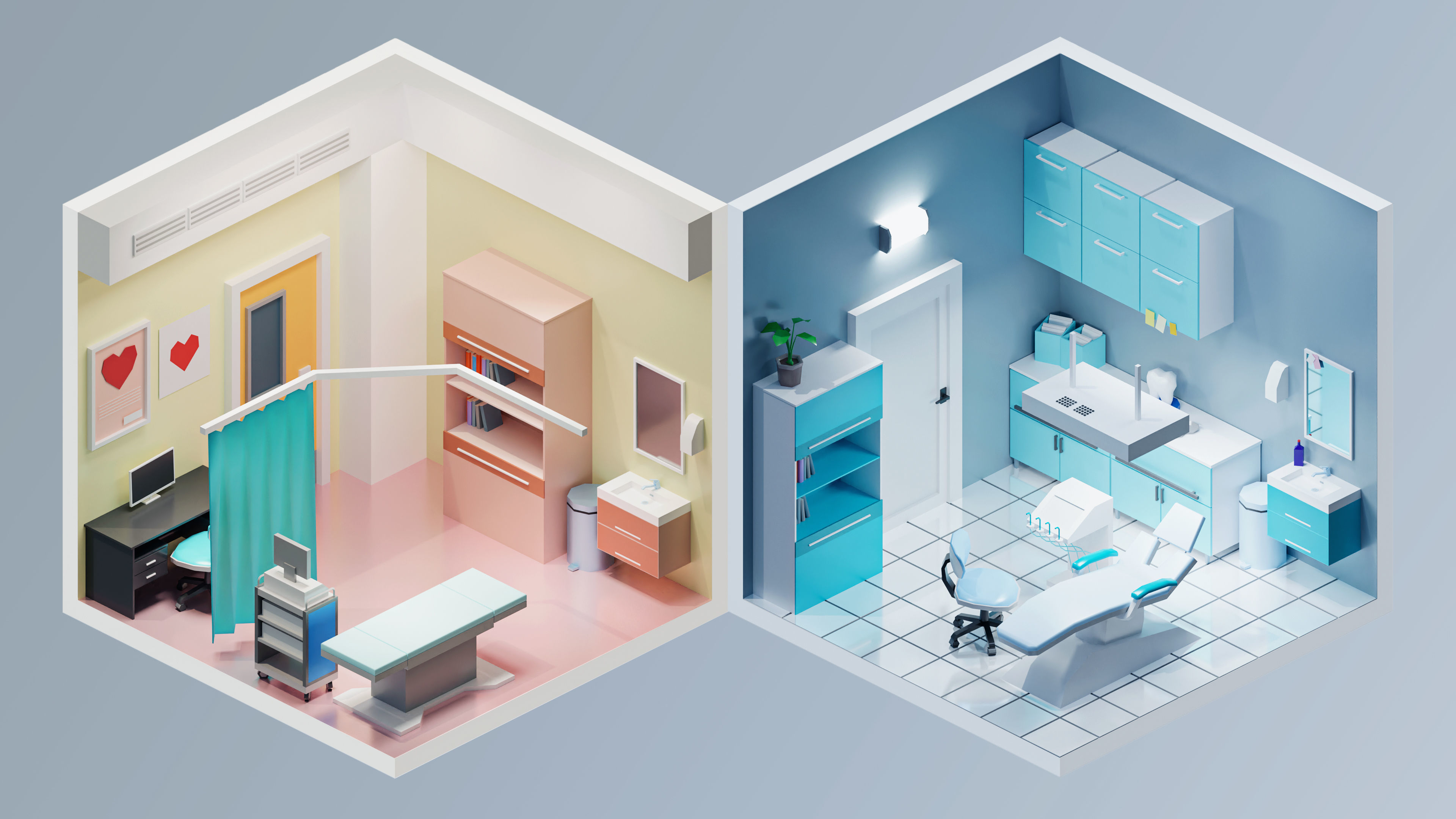 Hospital Low-poly 3D model_11