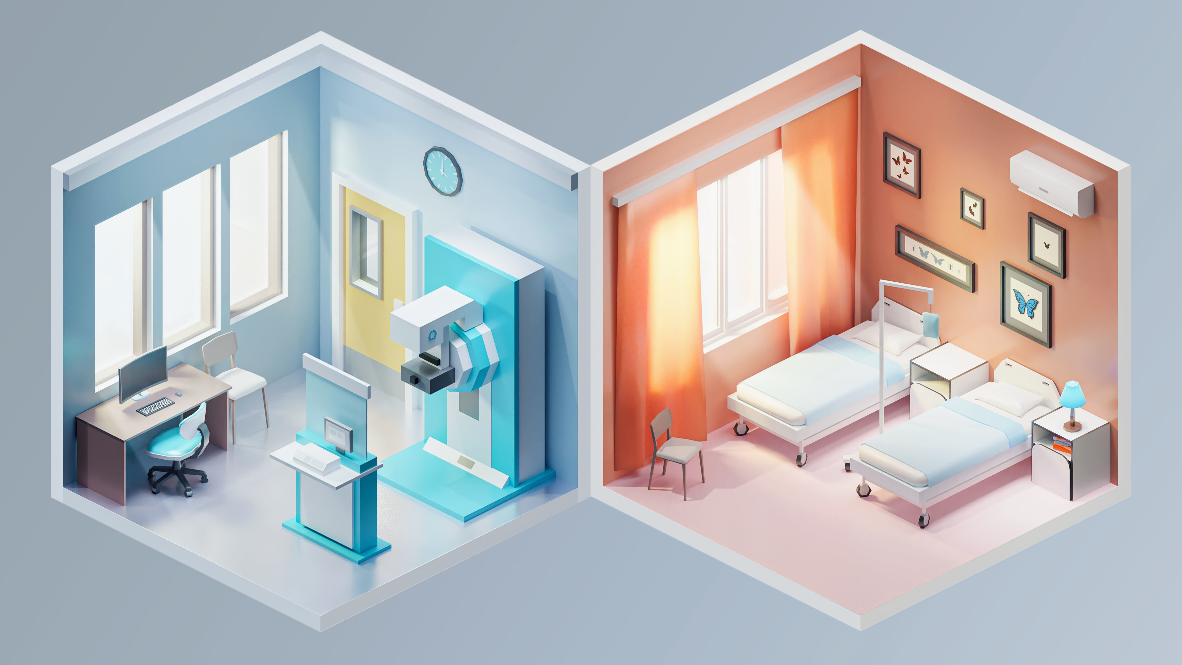 Hospital Low-poly 3D model_4