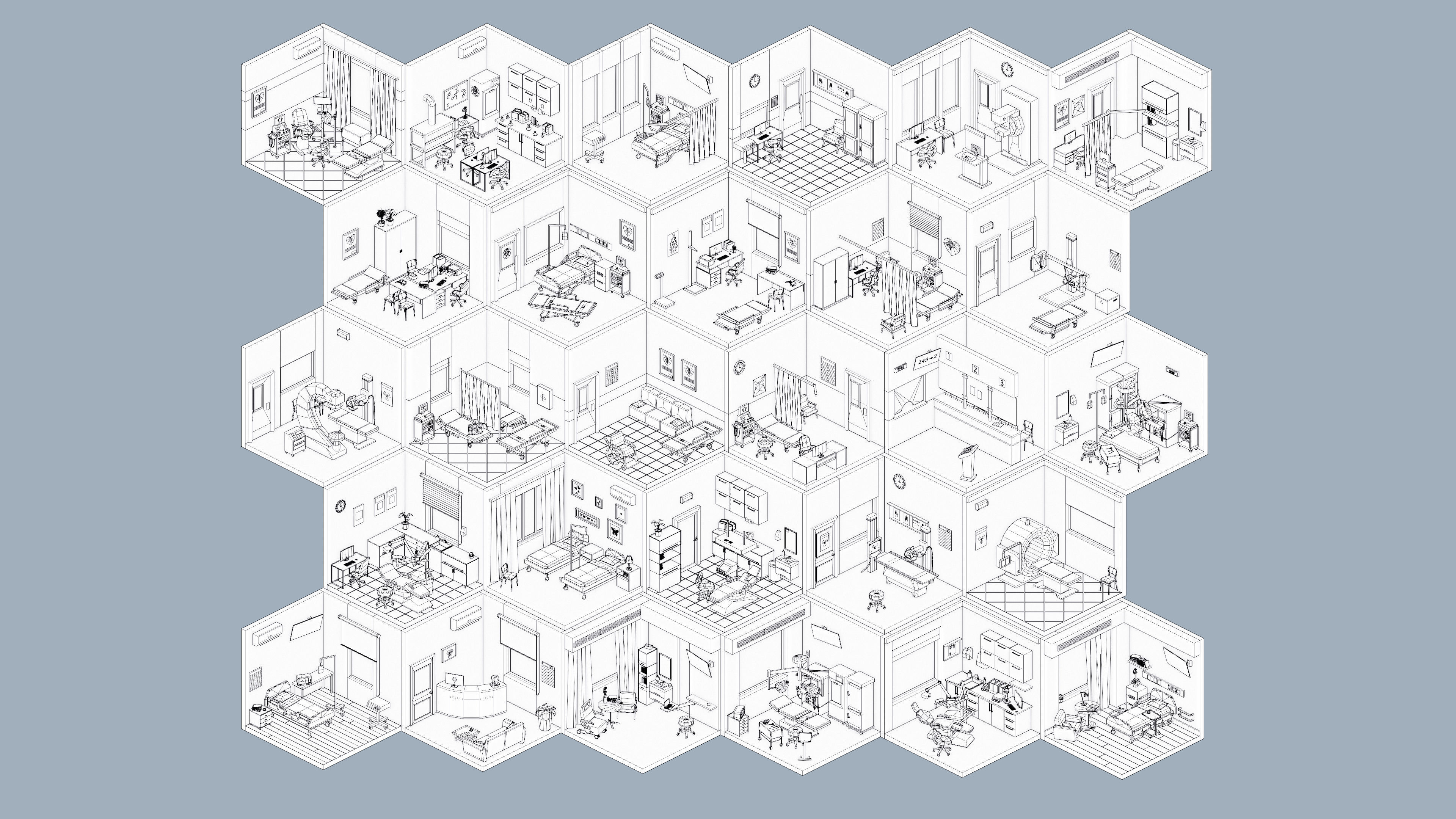 Hospital Low-poly 3D model_63