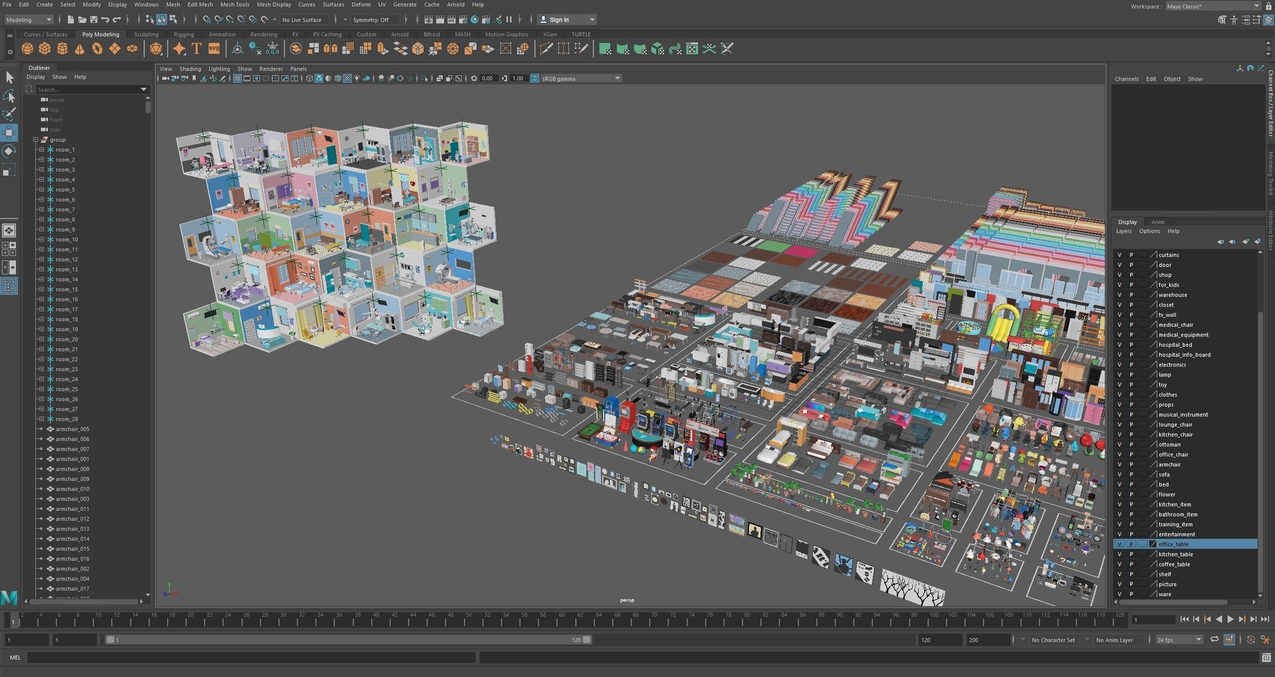 Hospital Low-poly 3D model_62