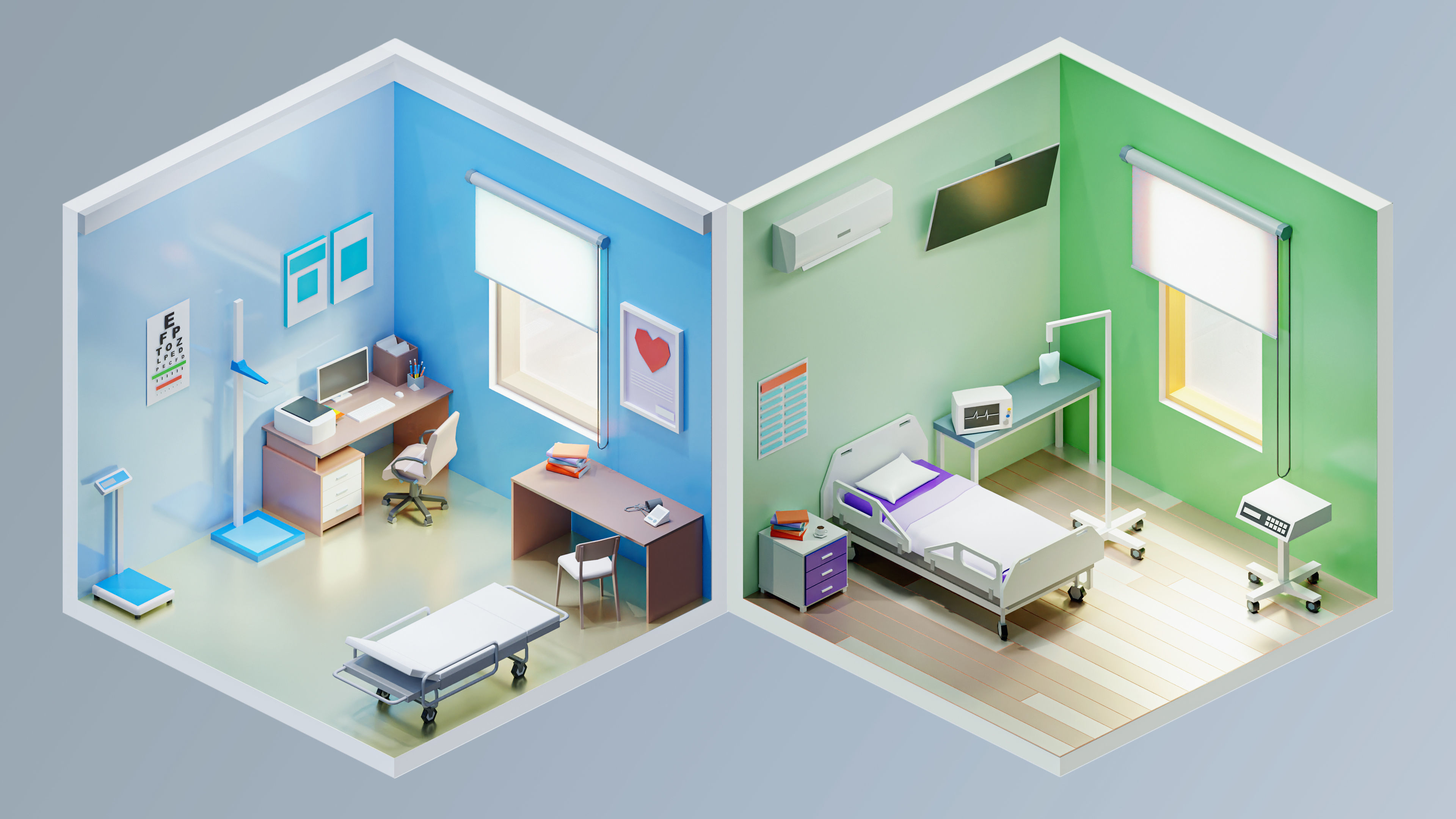 Hospital Low-poly 3D model_5