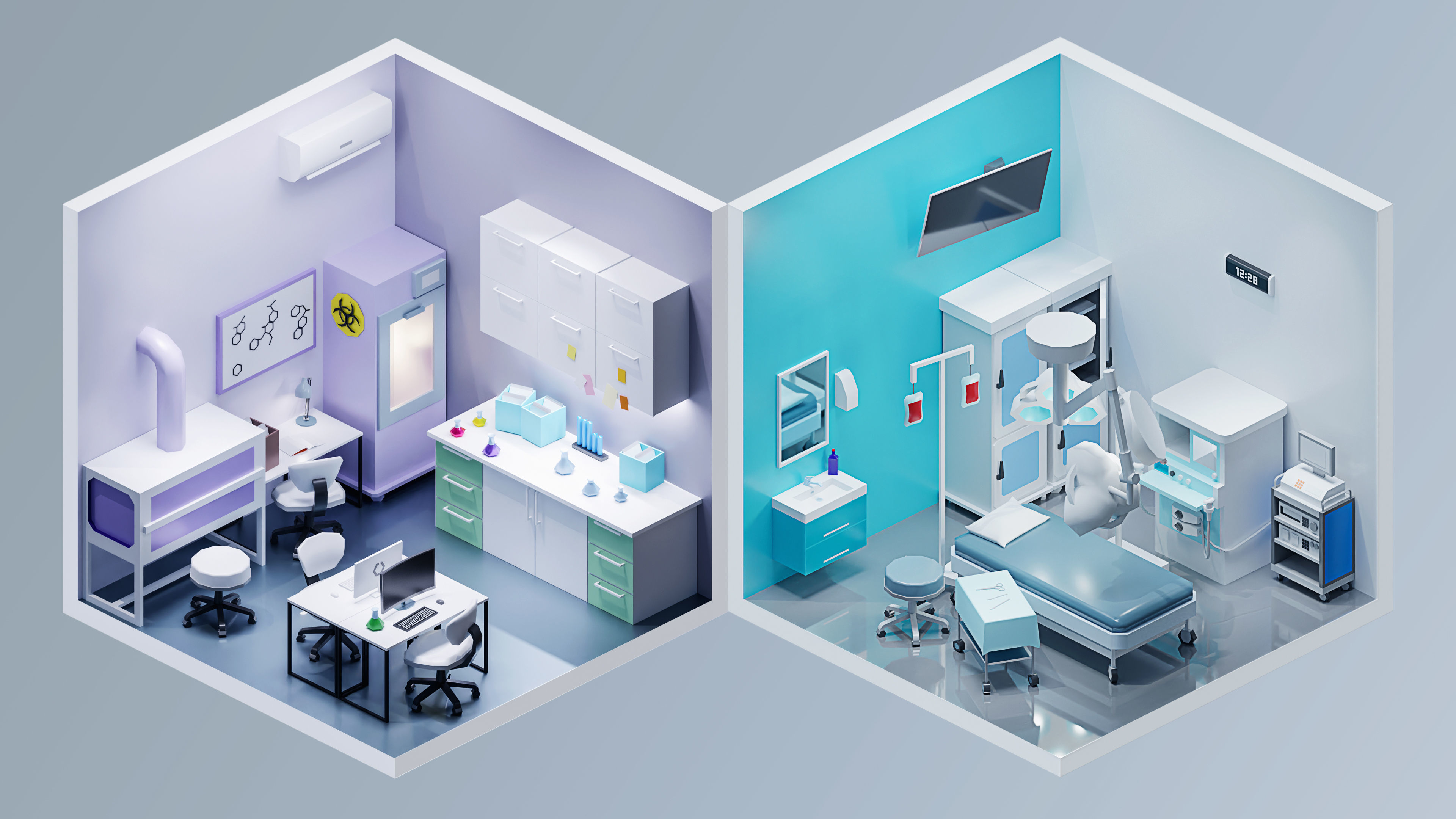 Hospital Low-poly 3D model_12