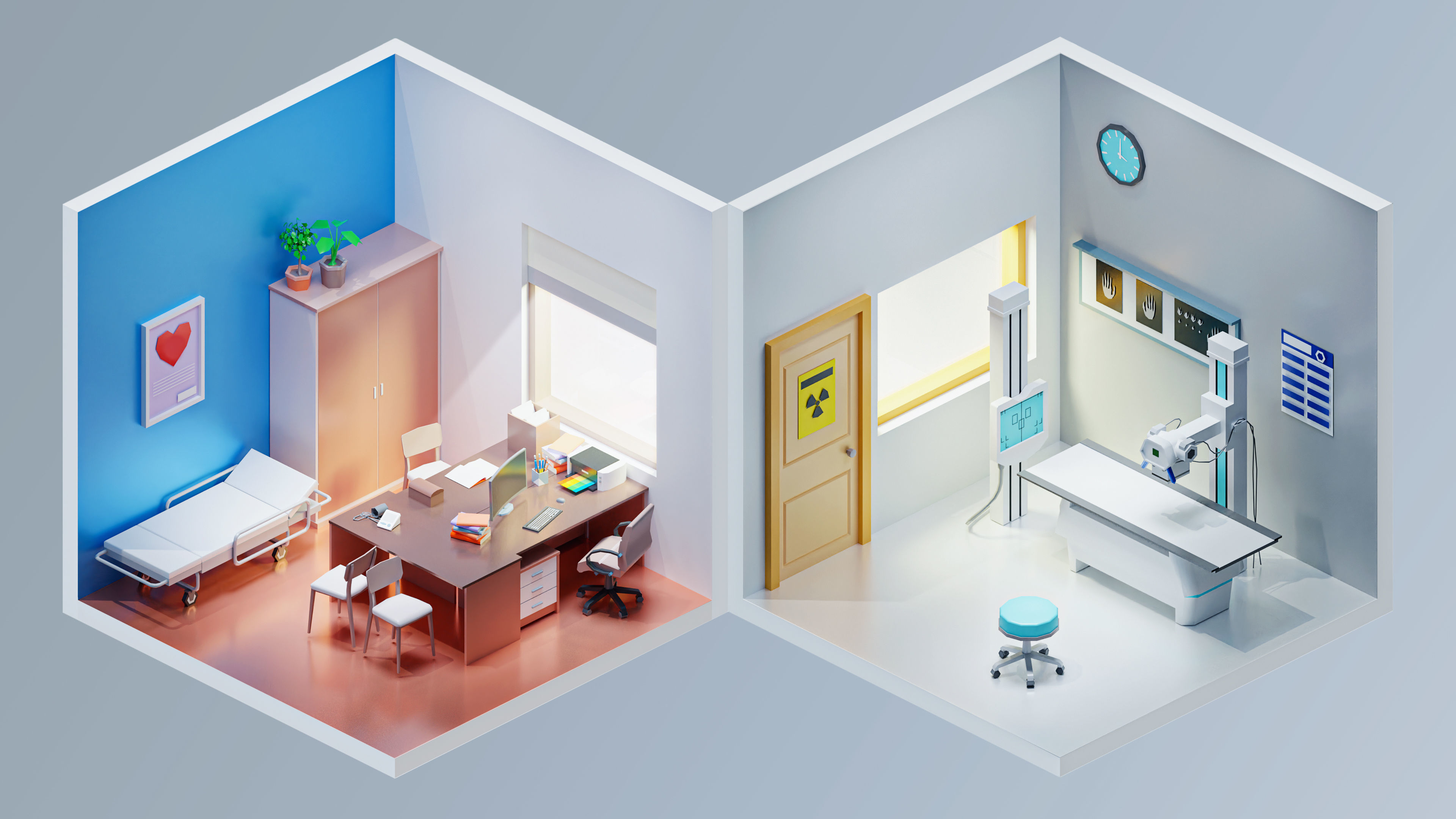 Hospital Low-poly 3D model_10