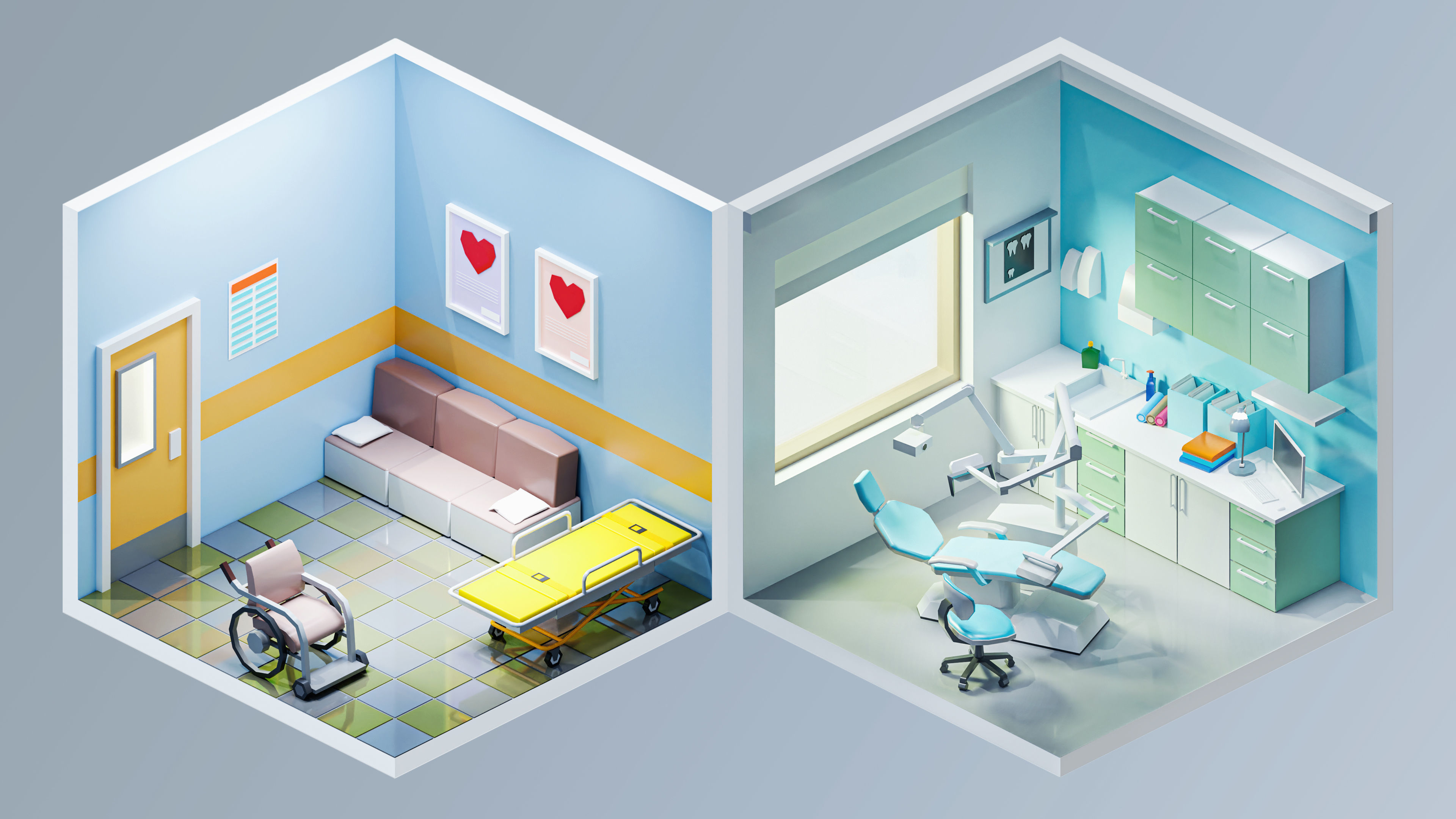 Hospital Low-poly 3D model_16