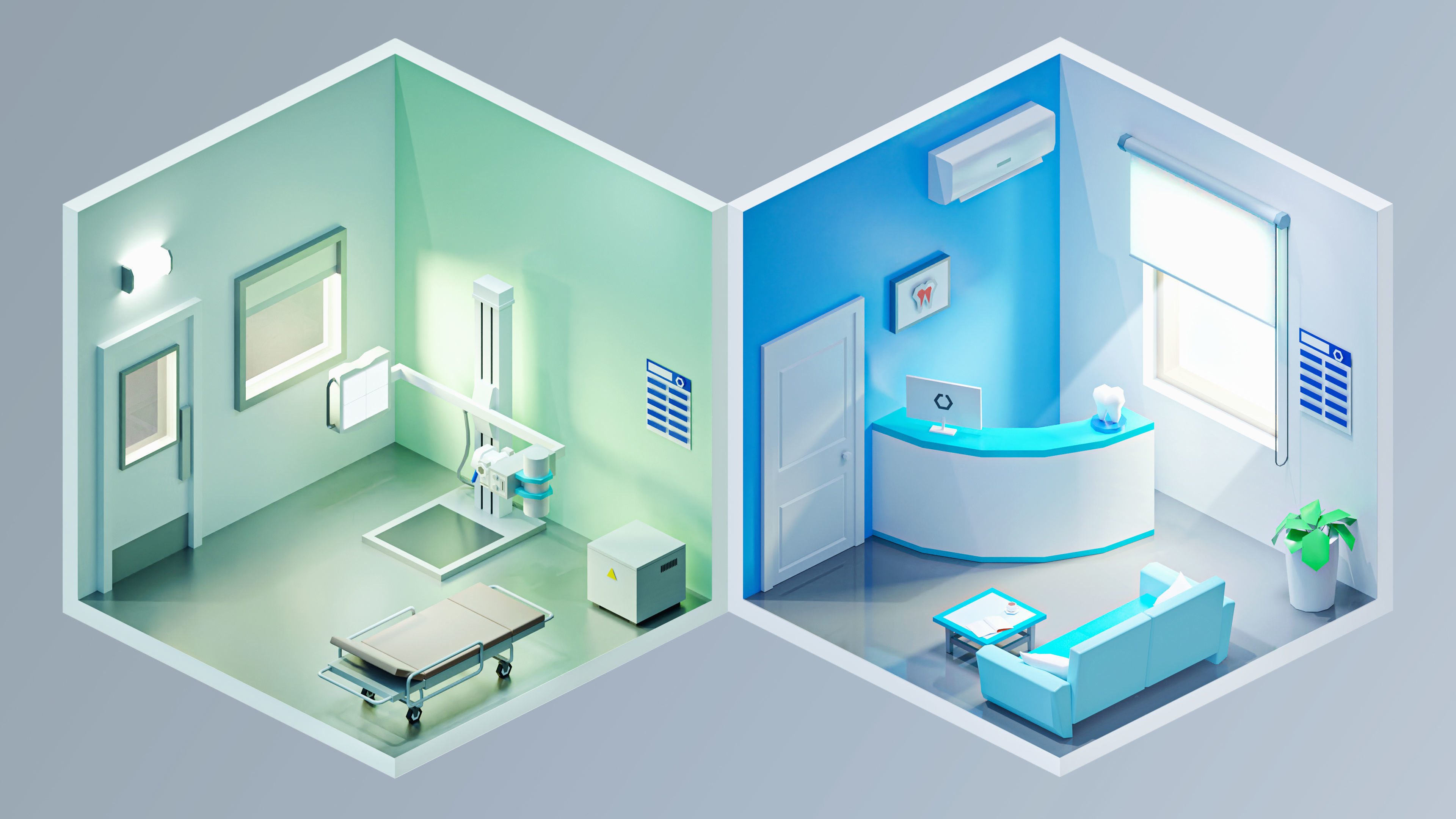 Hospital Low-poly 3D model_8