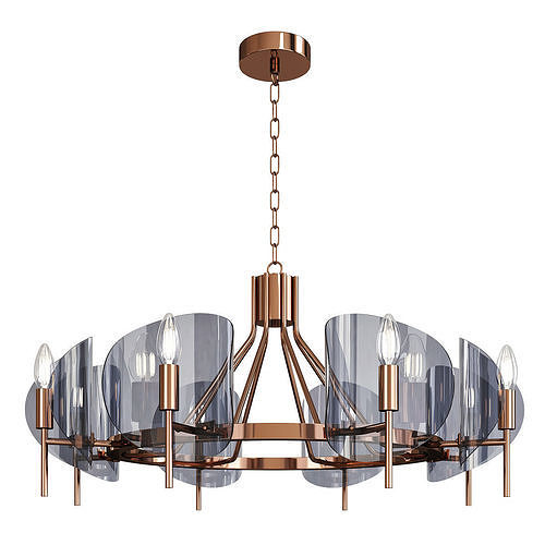 MARION modern chandelier with clear glass shades Low-poly 3D model