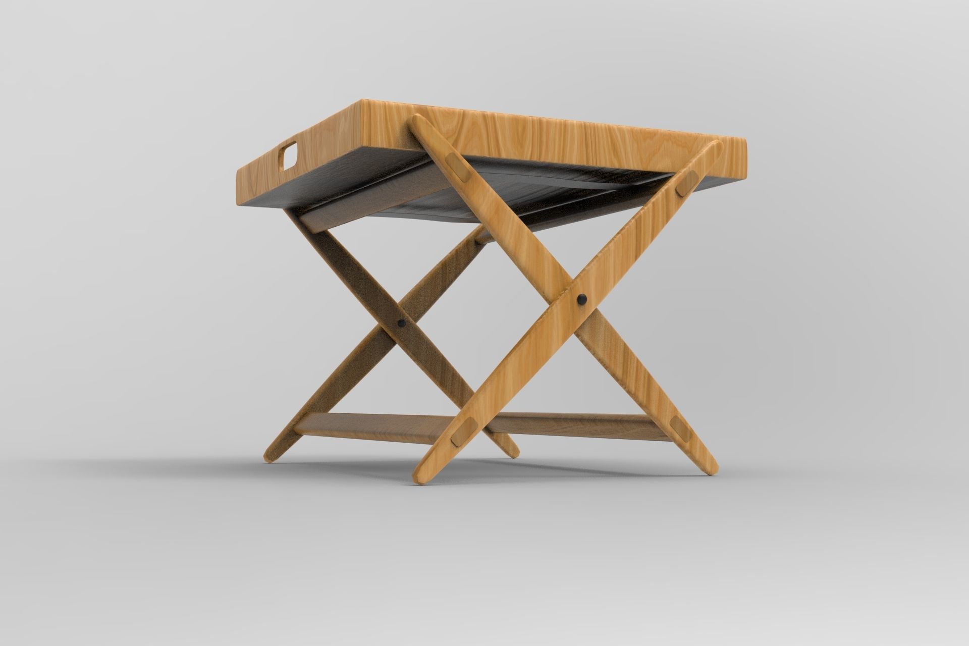 Low Coffee Table with Tray Low-poly 3D model_2