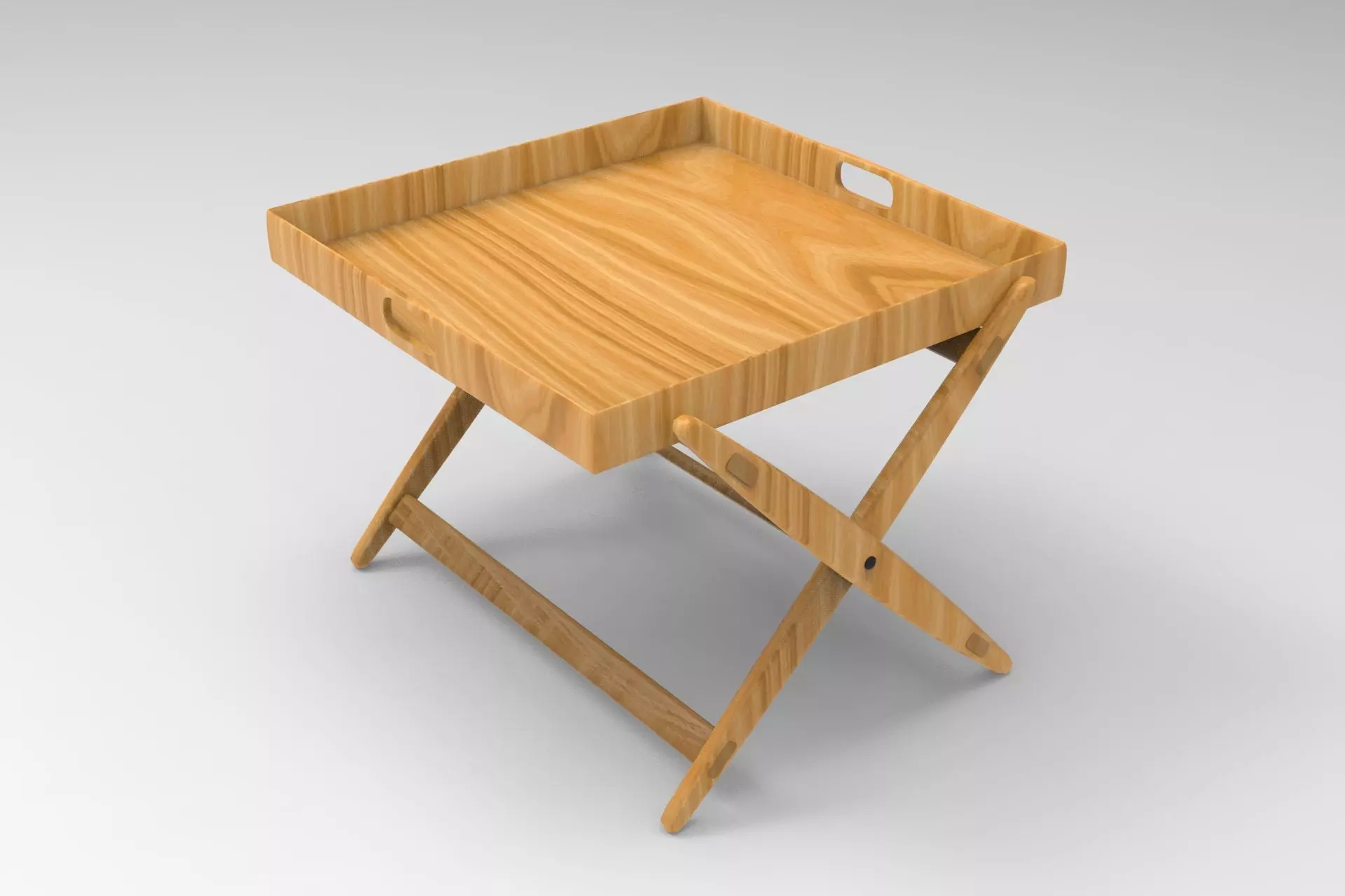 Low Coffee Table with Tray Low-poly 3D model_0