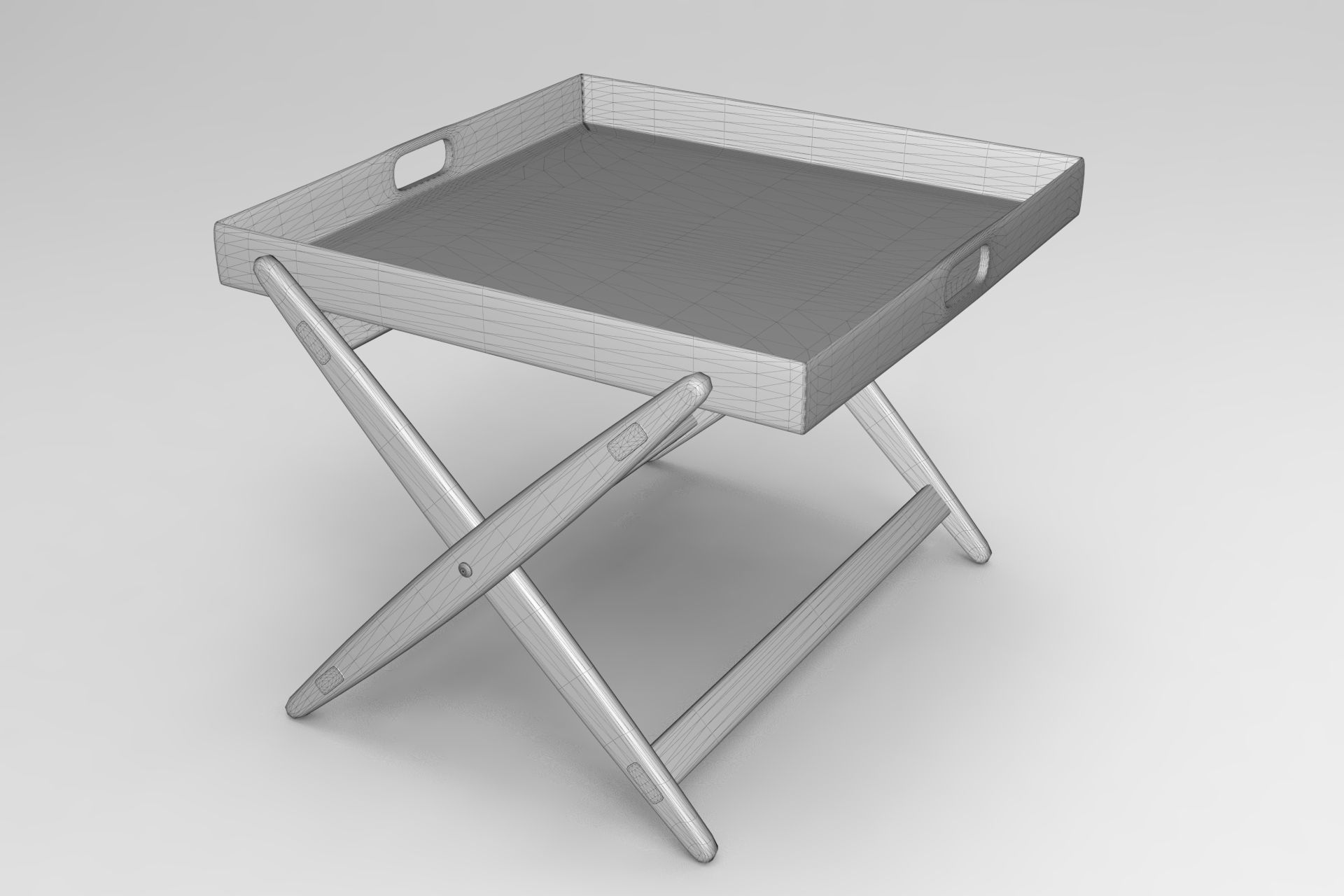 Low Coffee Table with Tray Low-poly 3D model_5