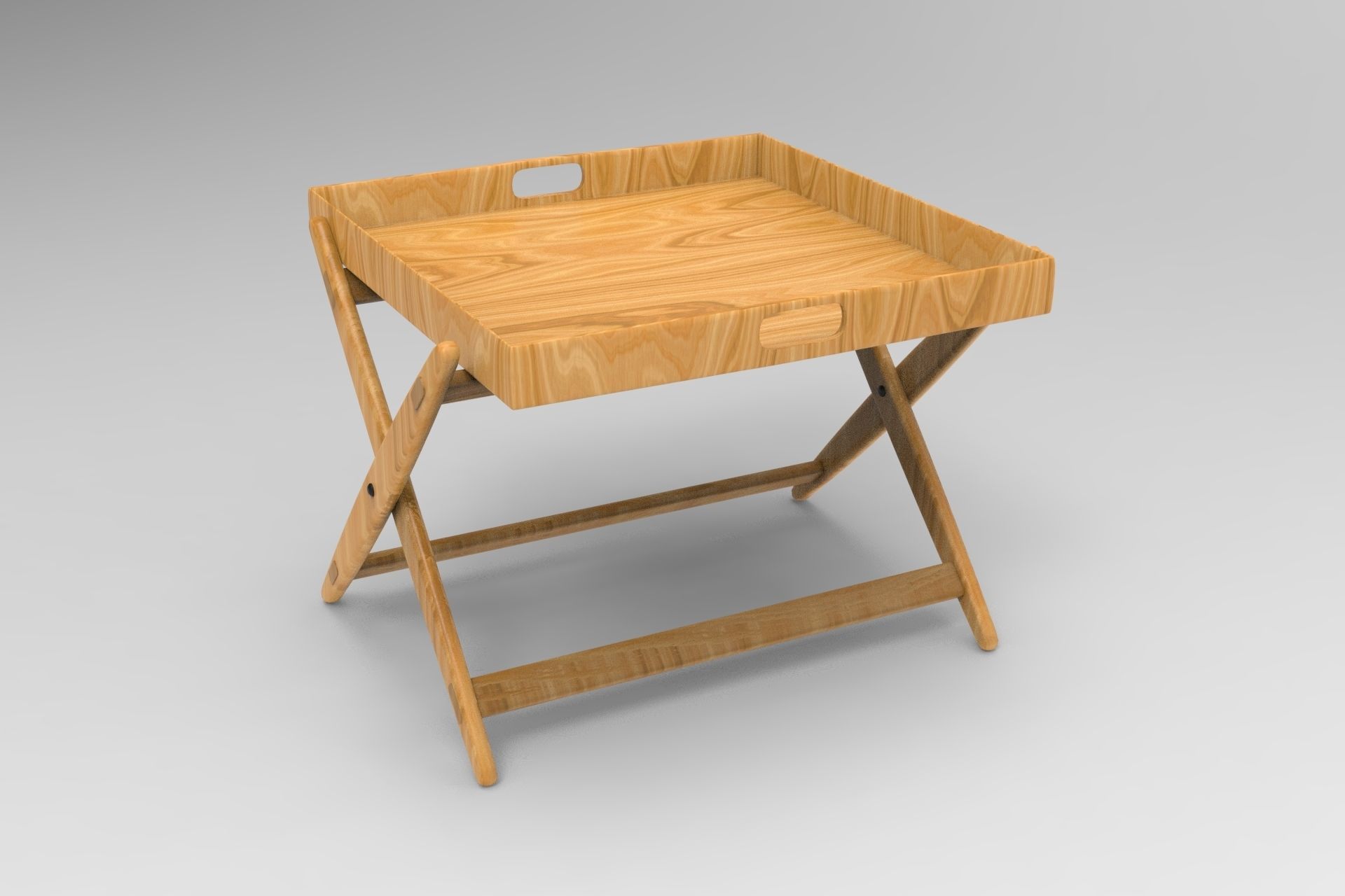 Low Coffee Table with Tray Low-poly 3D model_1