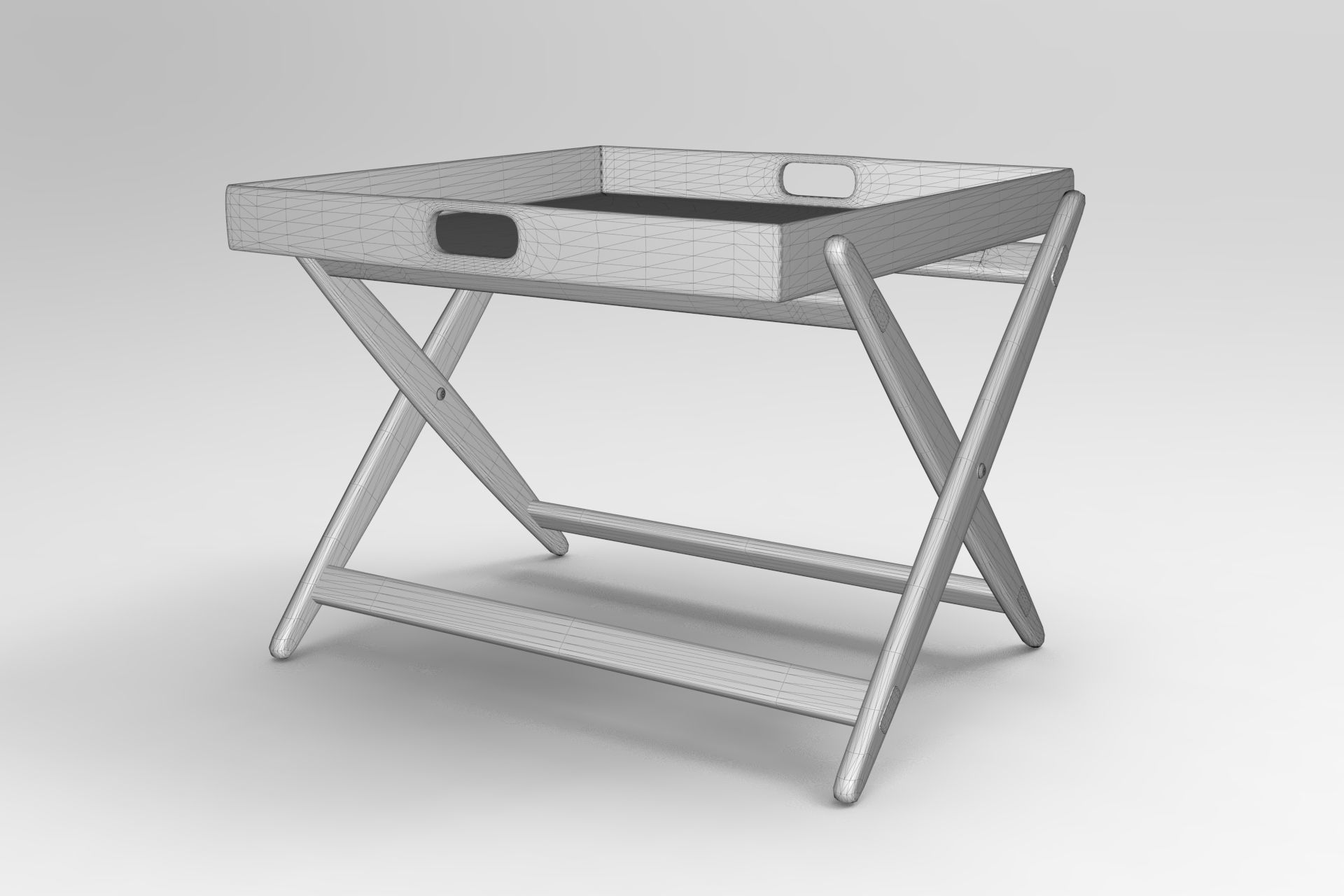 Low Coffee Table with Tray Low-poly 3D model_6