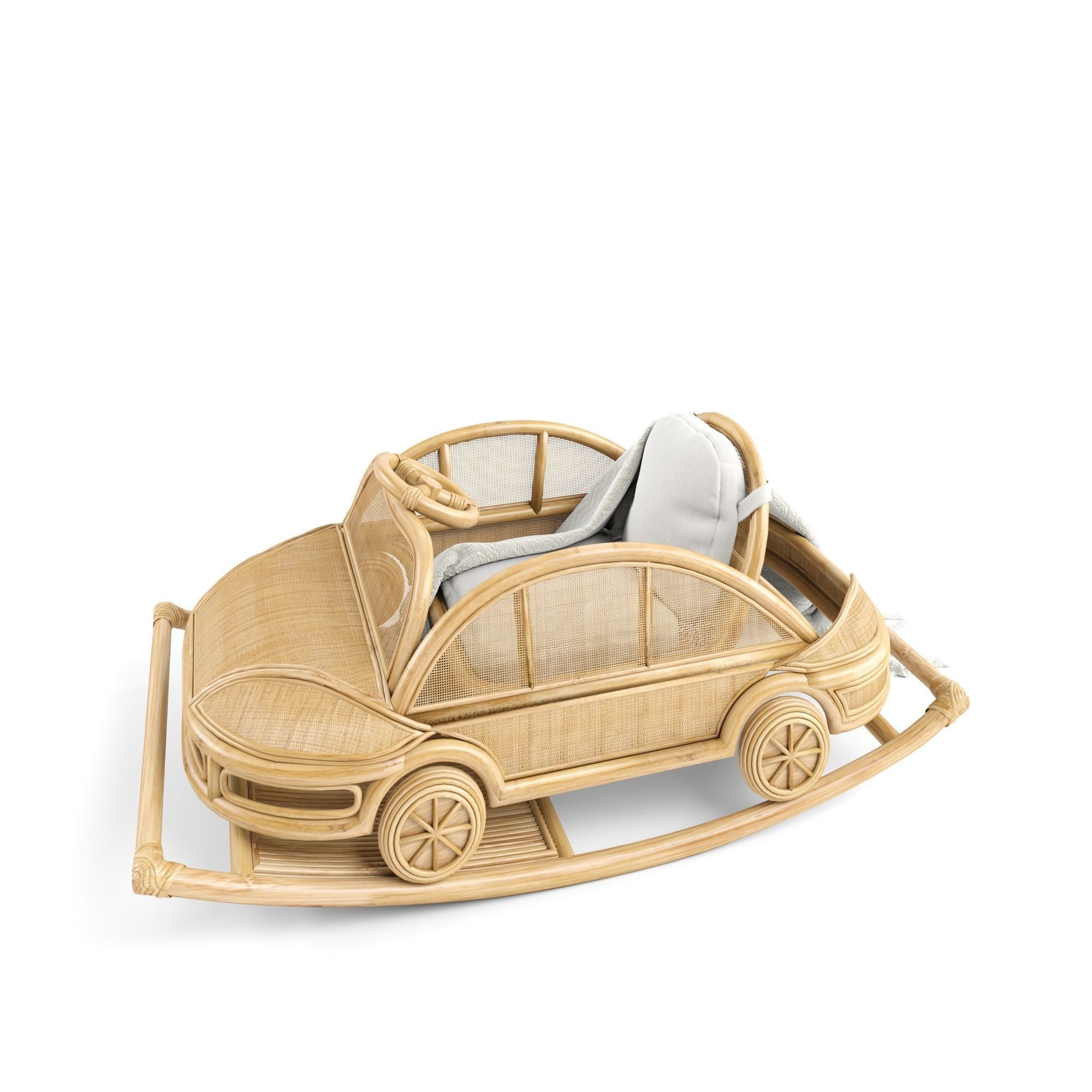 Kids Rattan VW rocking car 3D model | CGTrader