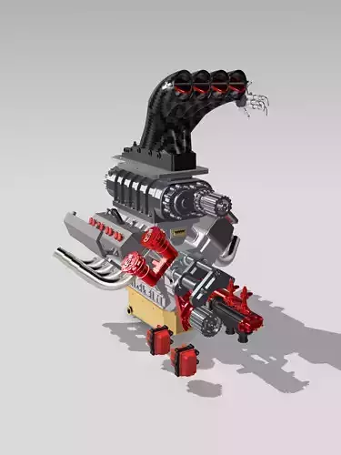 TOP FUEL Engine Hemi Supercharged Complete with Options 3D print model