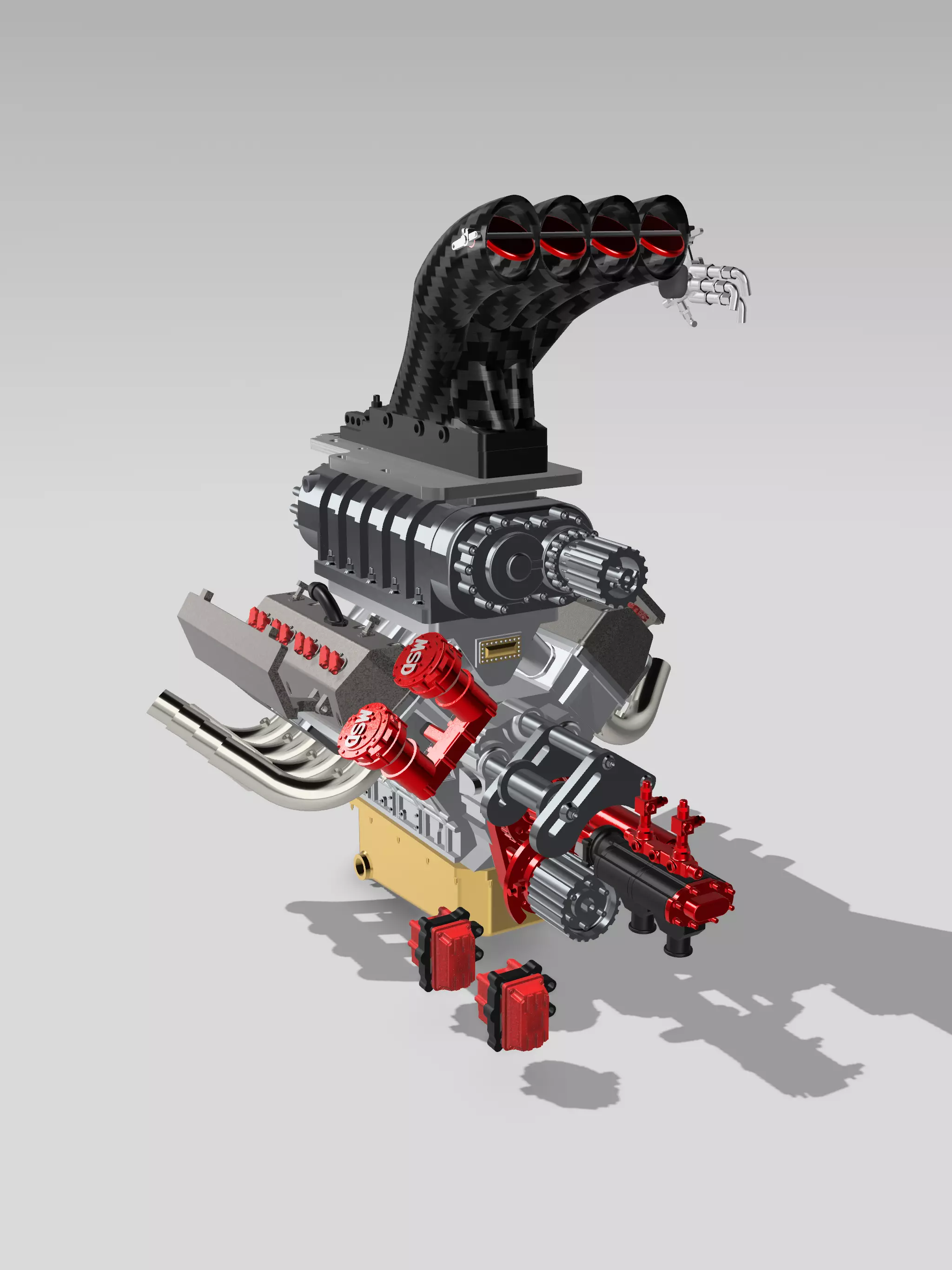 TOP FUEL Engine Hemi Supercharged Complete with Options 3D print model_0