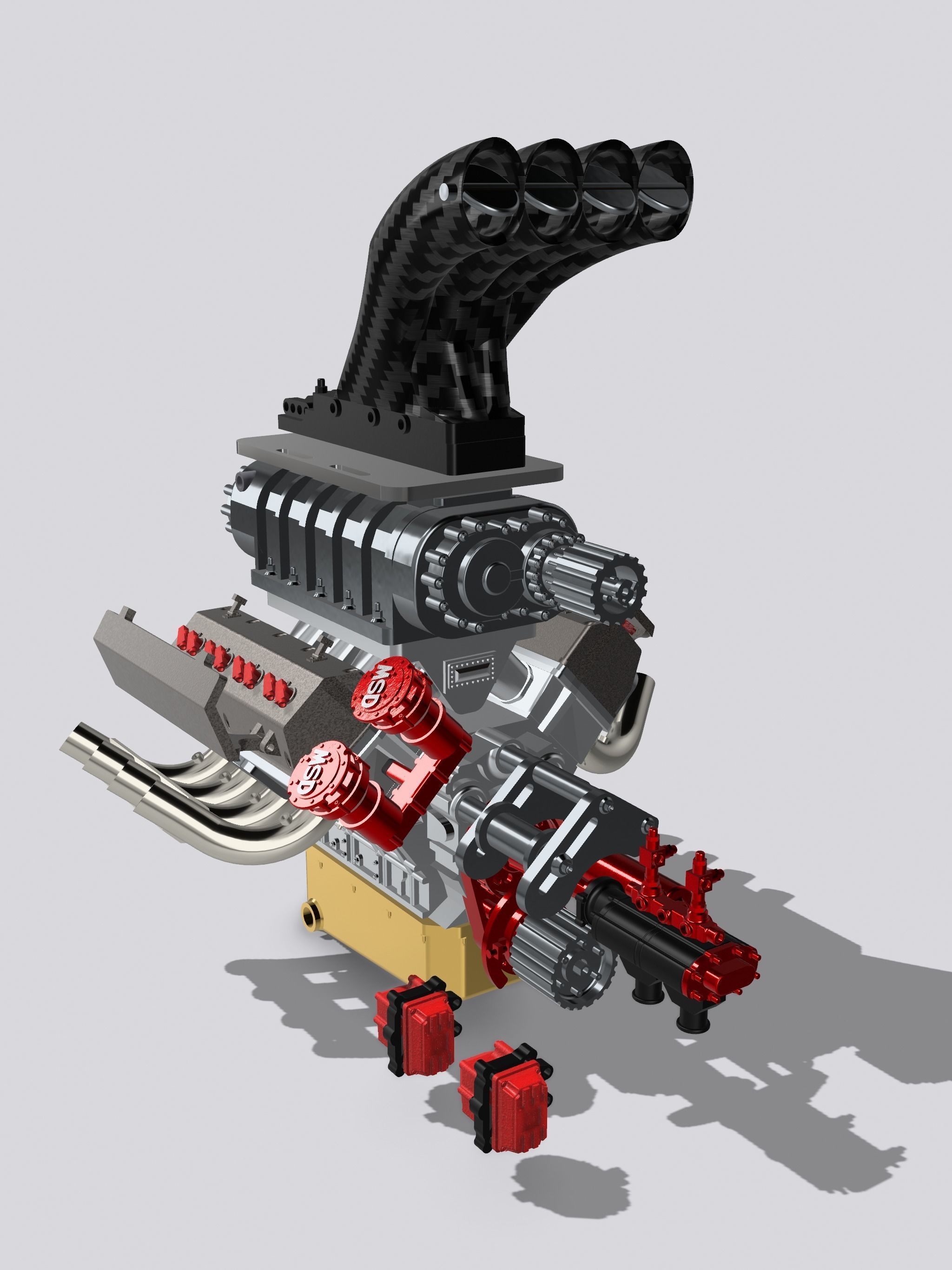 TOP FUEL Engine Hemi Supercharged Complete with Options 3D print model_2