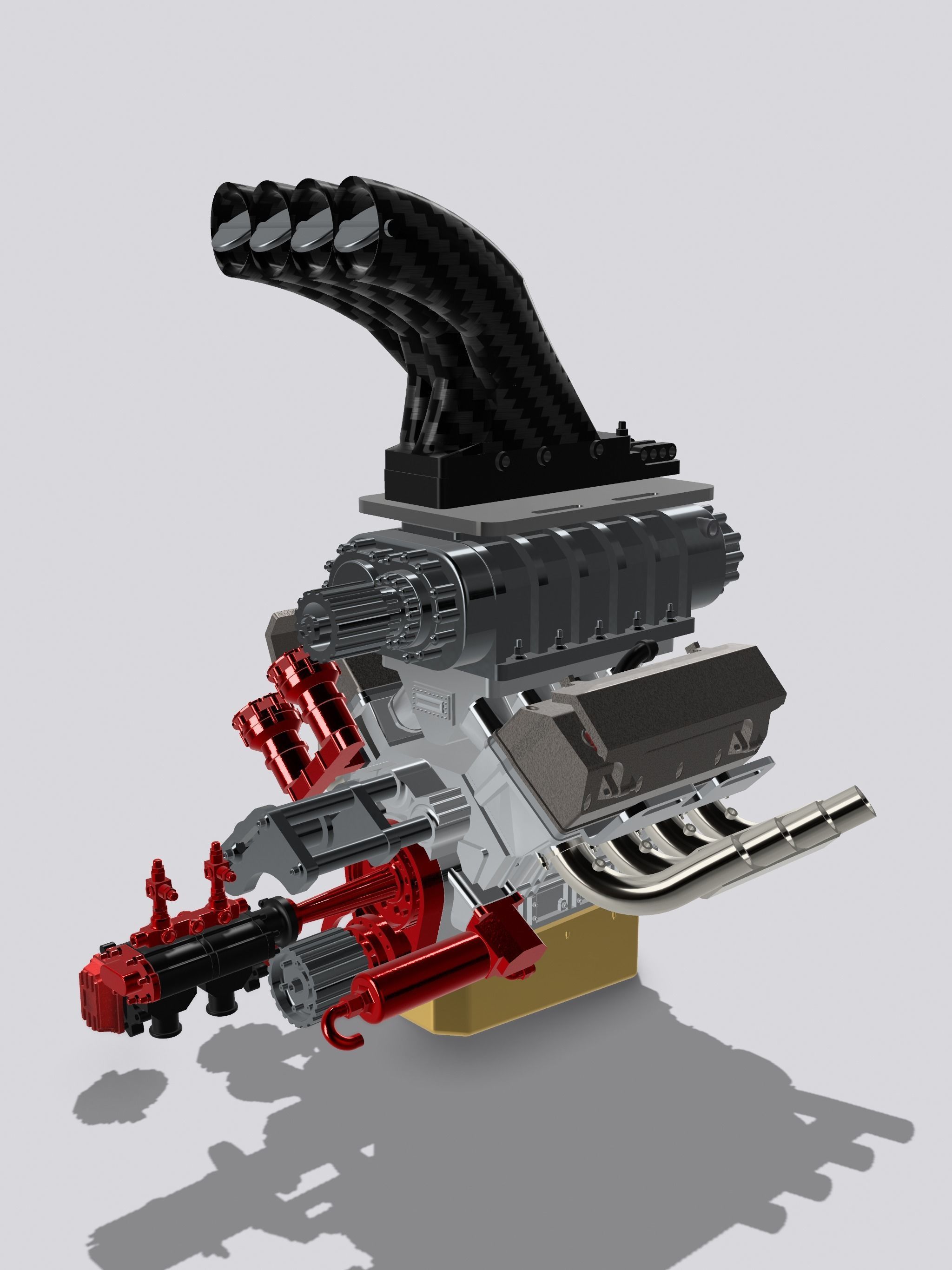 TOP FUEL Engine Hemi Supercharged Complete with Options 3D print model_6