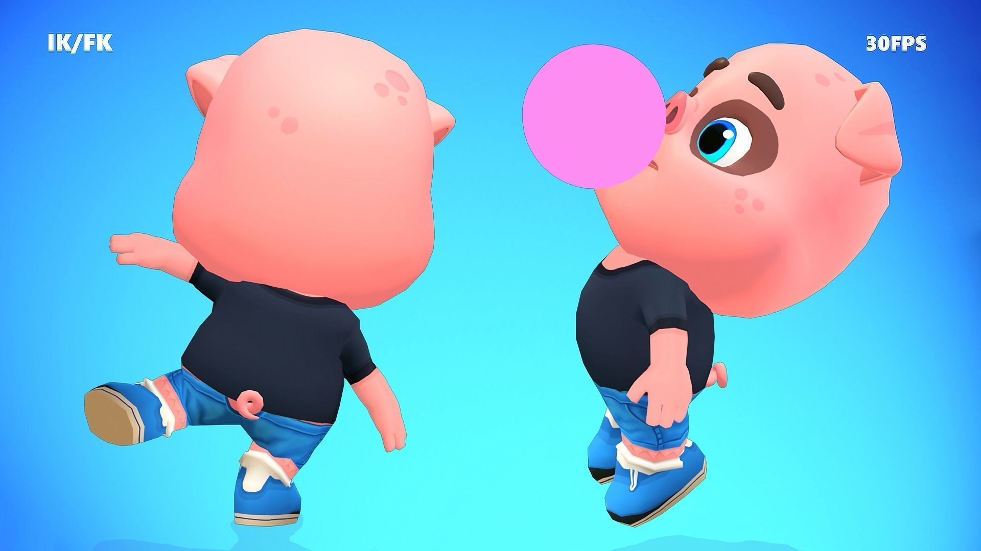 Pig Animated Rigged Low-poly 3D model_3
