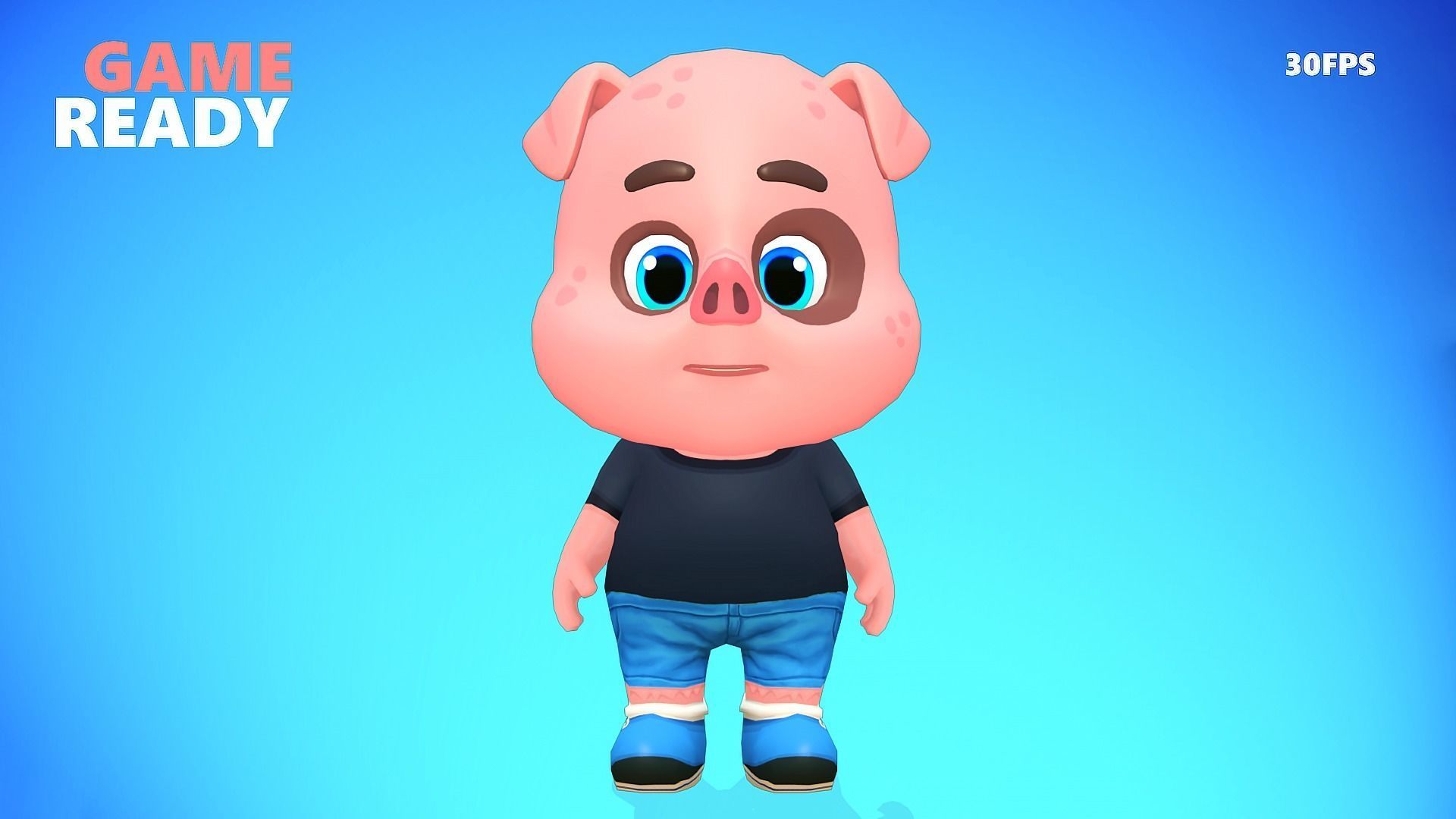 Pig Animated Rigged Low-poly 3D model_13